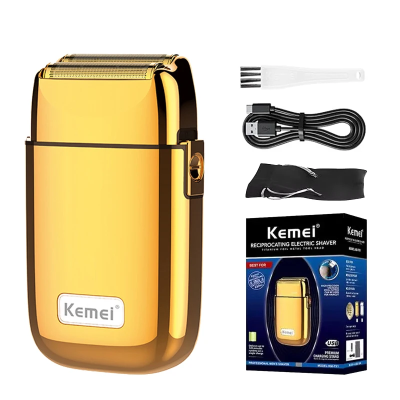 Kemei Tx1 Oplaadbare metalen behuizing Elektrisch scheerapparaat voor mannen Haar Baard Elektrisch scheerapparaat Kaal hoofd Scheren Machine Kapper Gereedschap - afbeelding 1