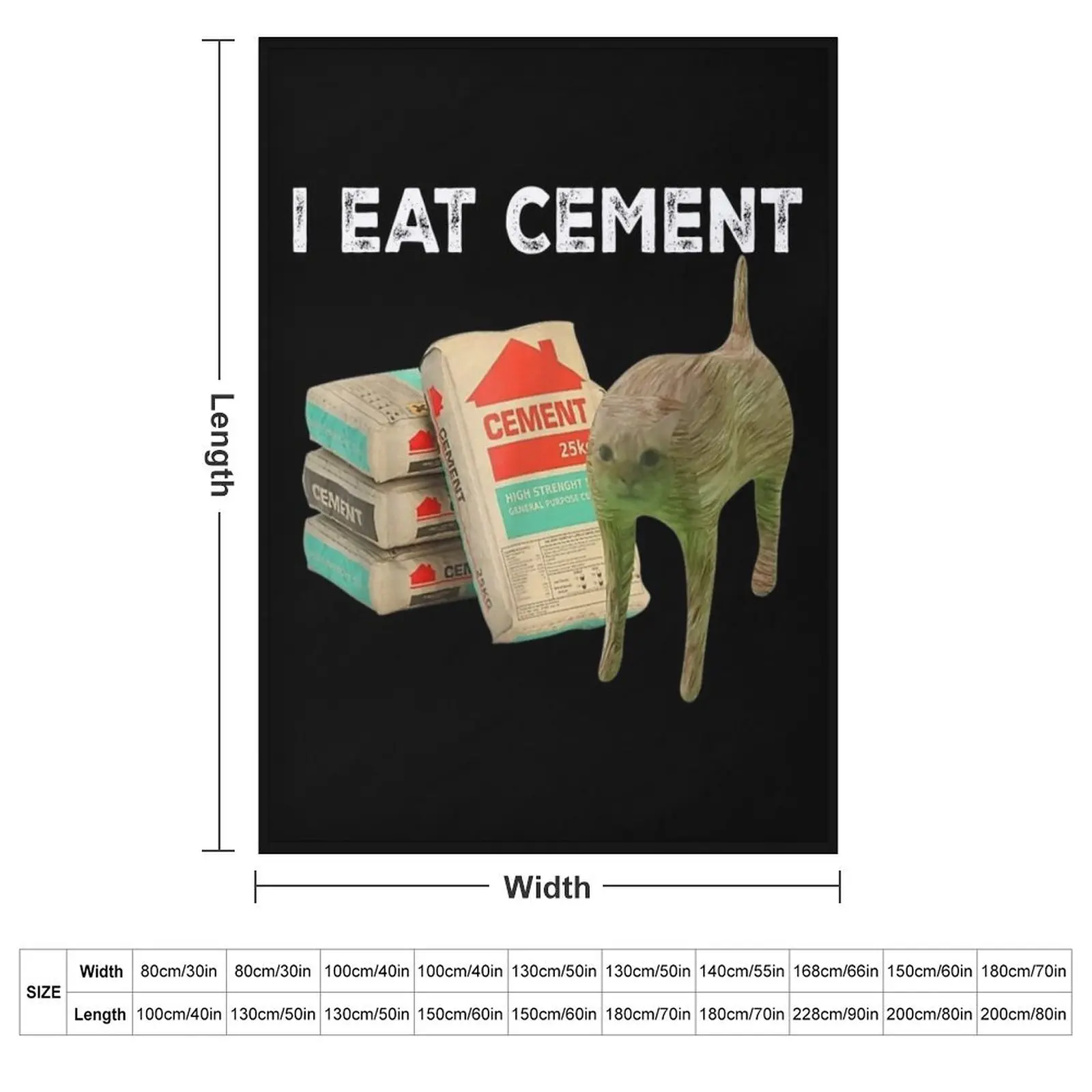 I Eat Cement Cursed Cat - Oddly Specific Dank Meme Throw Blanket Extra Large Throw Picnic Kid'S Blankets