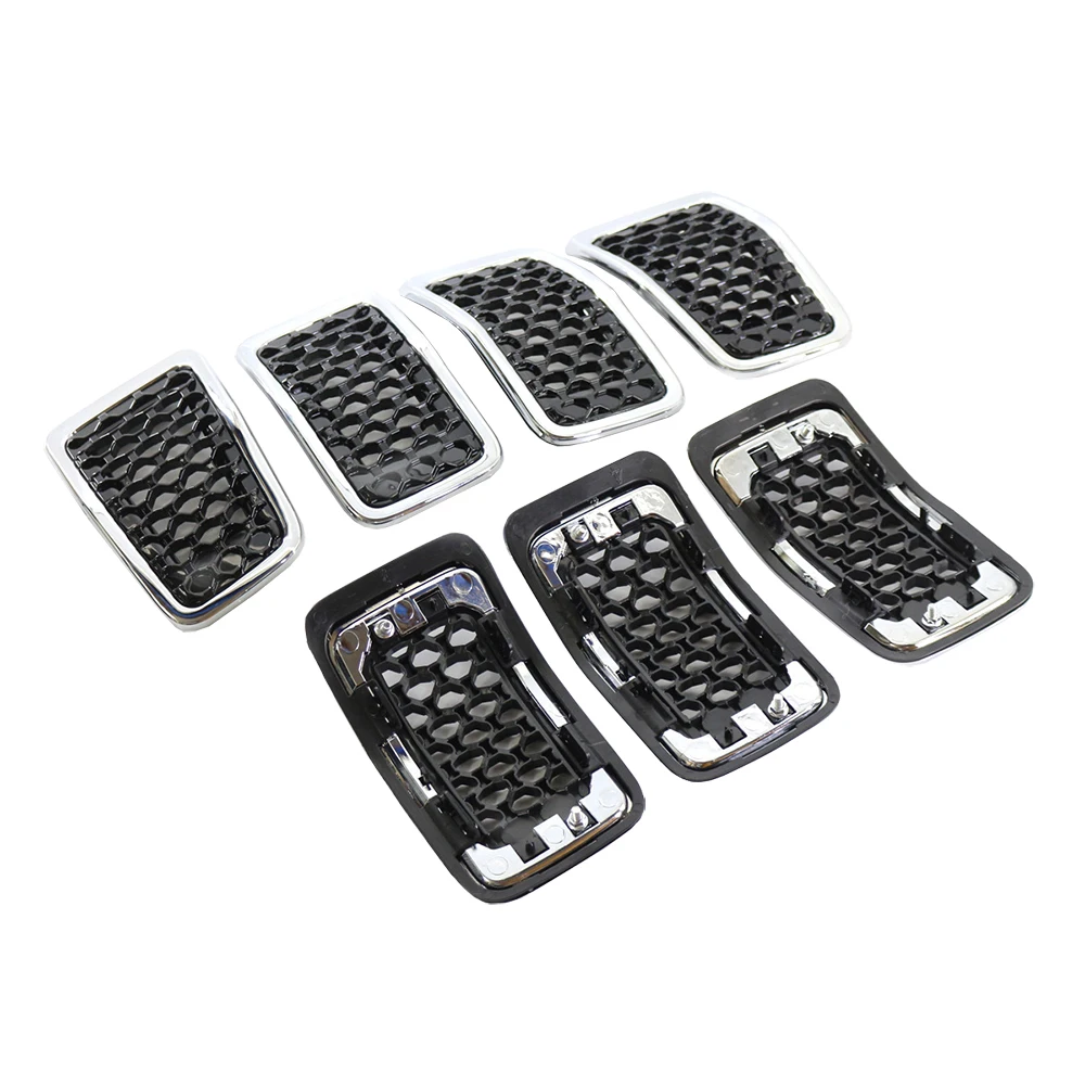 7Pcs Chrome Mesh Honeycomb Front Grille Inserts Frame For Jeep Cherokee 2019 2020 2021 2022