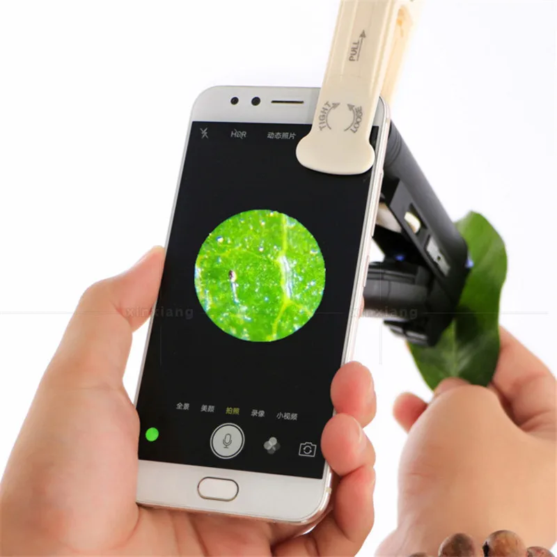 100 Times LED Light Source Mobile Phone Clip Mount Microscope Geological Coins Stamps Textile Printing Magnifying Glass