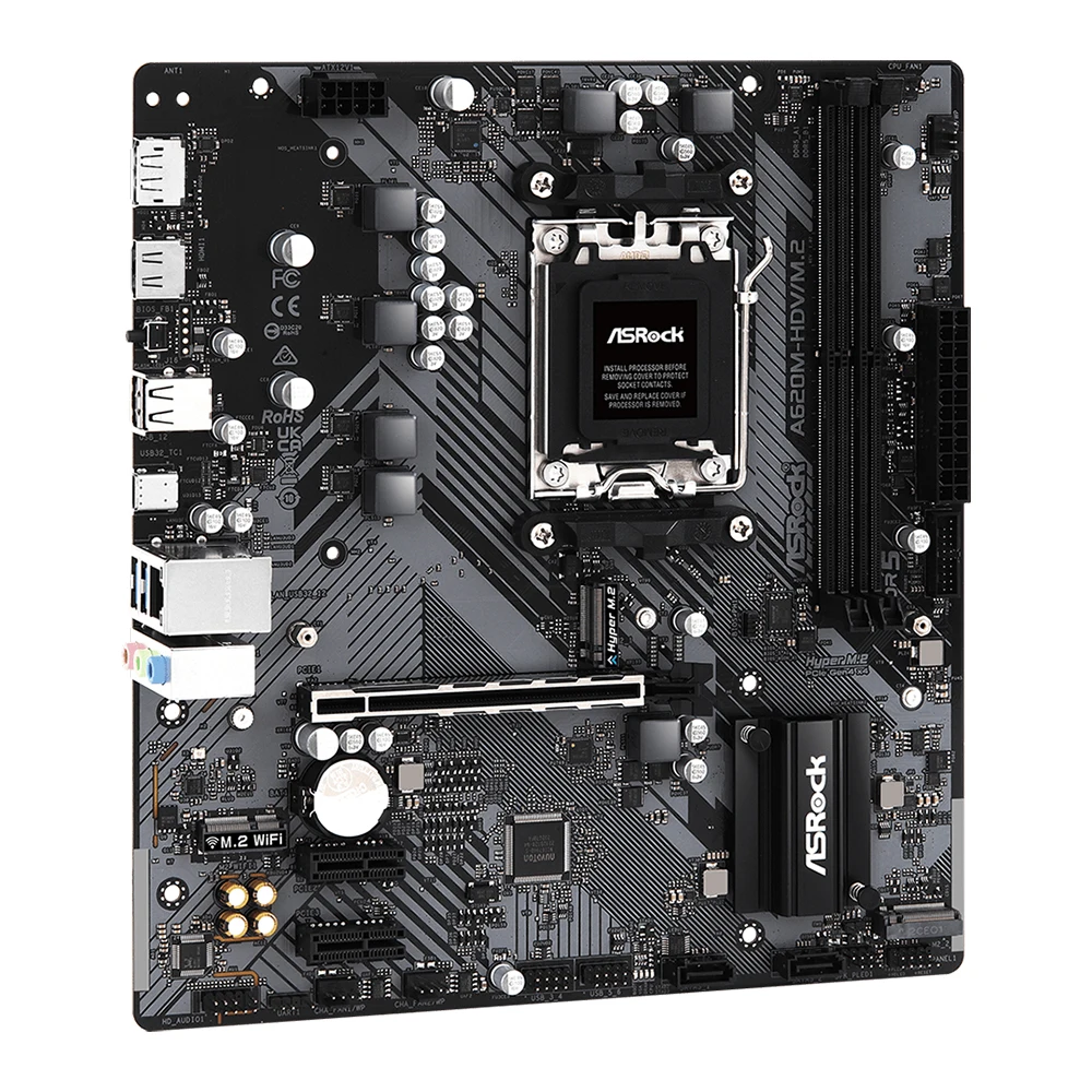 ASROCK A620M-HDV/M.2 новая материнская плата Micro-ATX A620 DDR5 5600 + MHz (OC) PCIe 4,0x16 2M.2 placa mae AM5 поддержка AMD Ryzen 5 7600