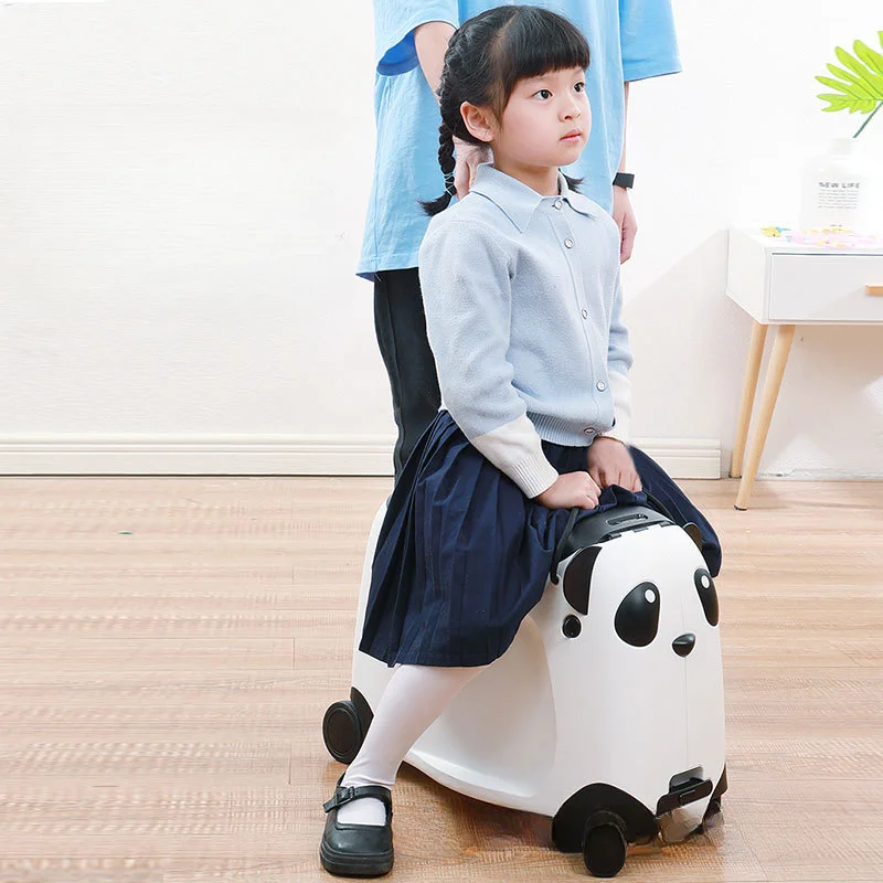 Kids Suitcase with wheels cute Cartoon Panda trolley luggage case Waterproof Travel Bags for Children\'s Sat and Ridden Suitcase