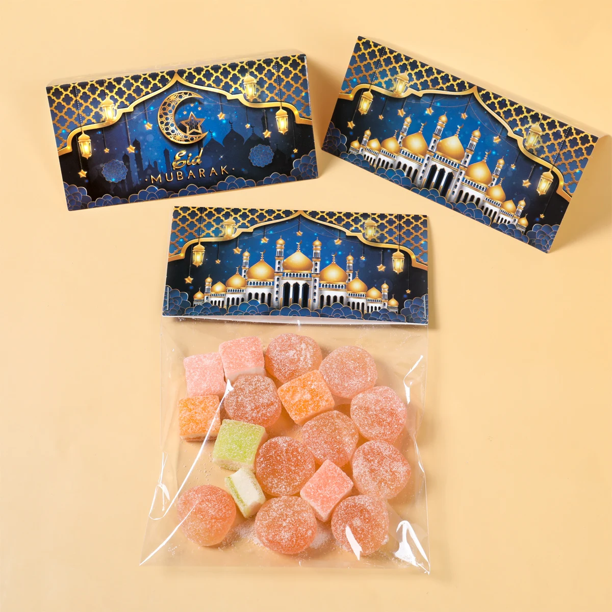 Ramadan Decoration 2025 Treat Bag Topper EID Mubarak Decor Cookie Candy Bag Ramadan Kareem Islamic Muslim Party Eid Al-Fitr Gift