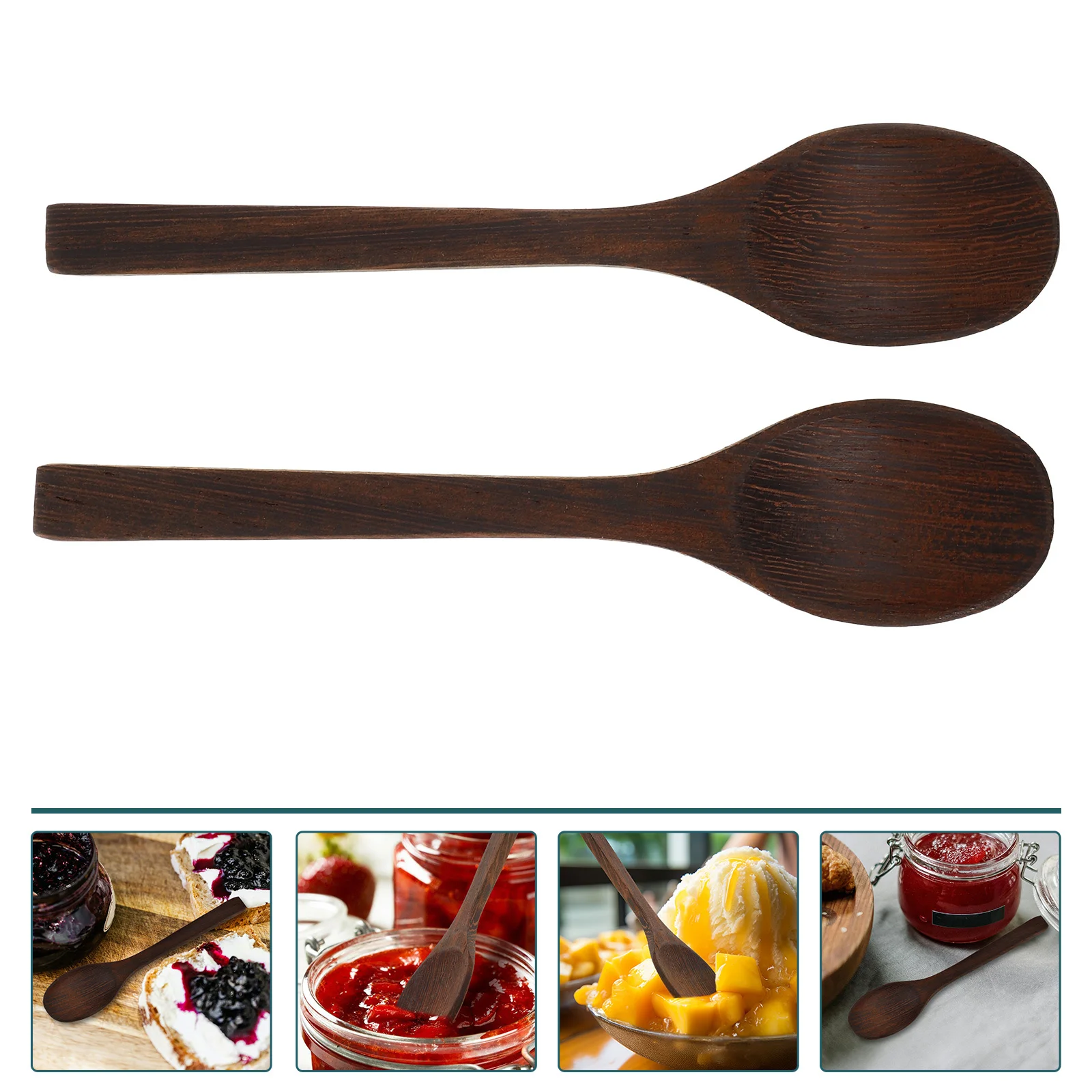 

2pcs Wooden Soup Reusable Stirring For Honey Jam Dessert Kitchen Supplies Small Wooden Spoons Practical Tea Scoops Coffee