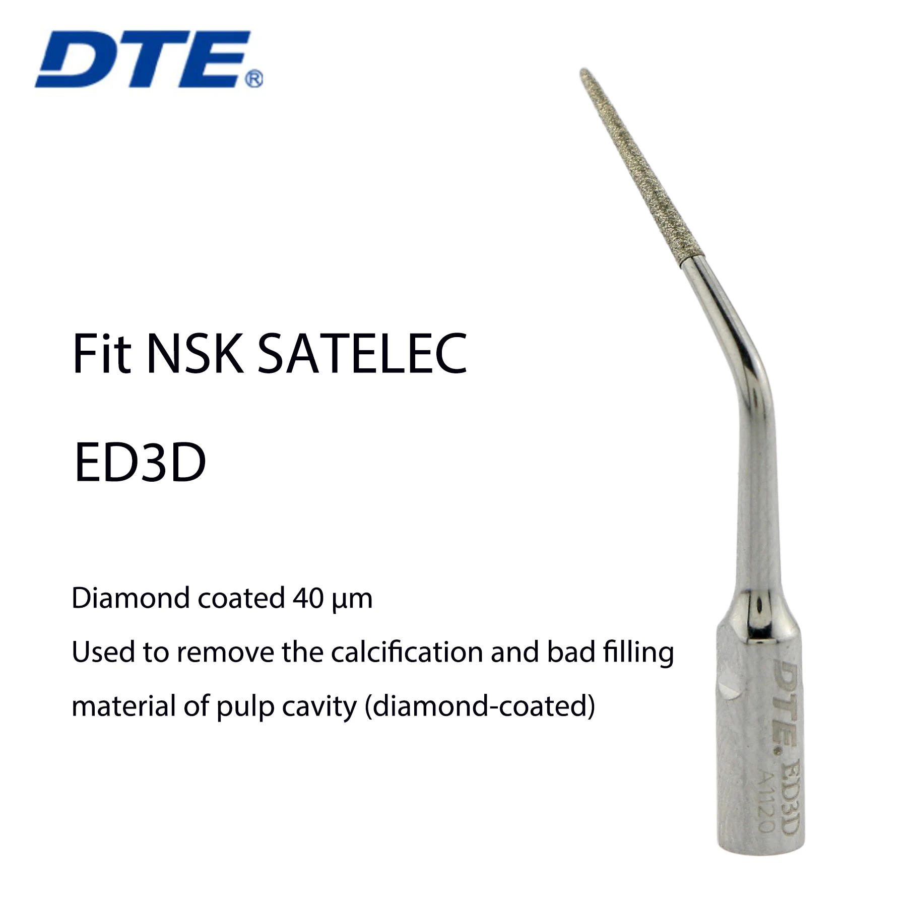 DTE Dental ultradźwiękowy skaler końcówka ED3D z powłoką diamentową leczenie korzeniowe parodontologia narzędzia endodontyczne kompatybilne z NSK SATELEC
