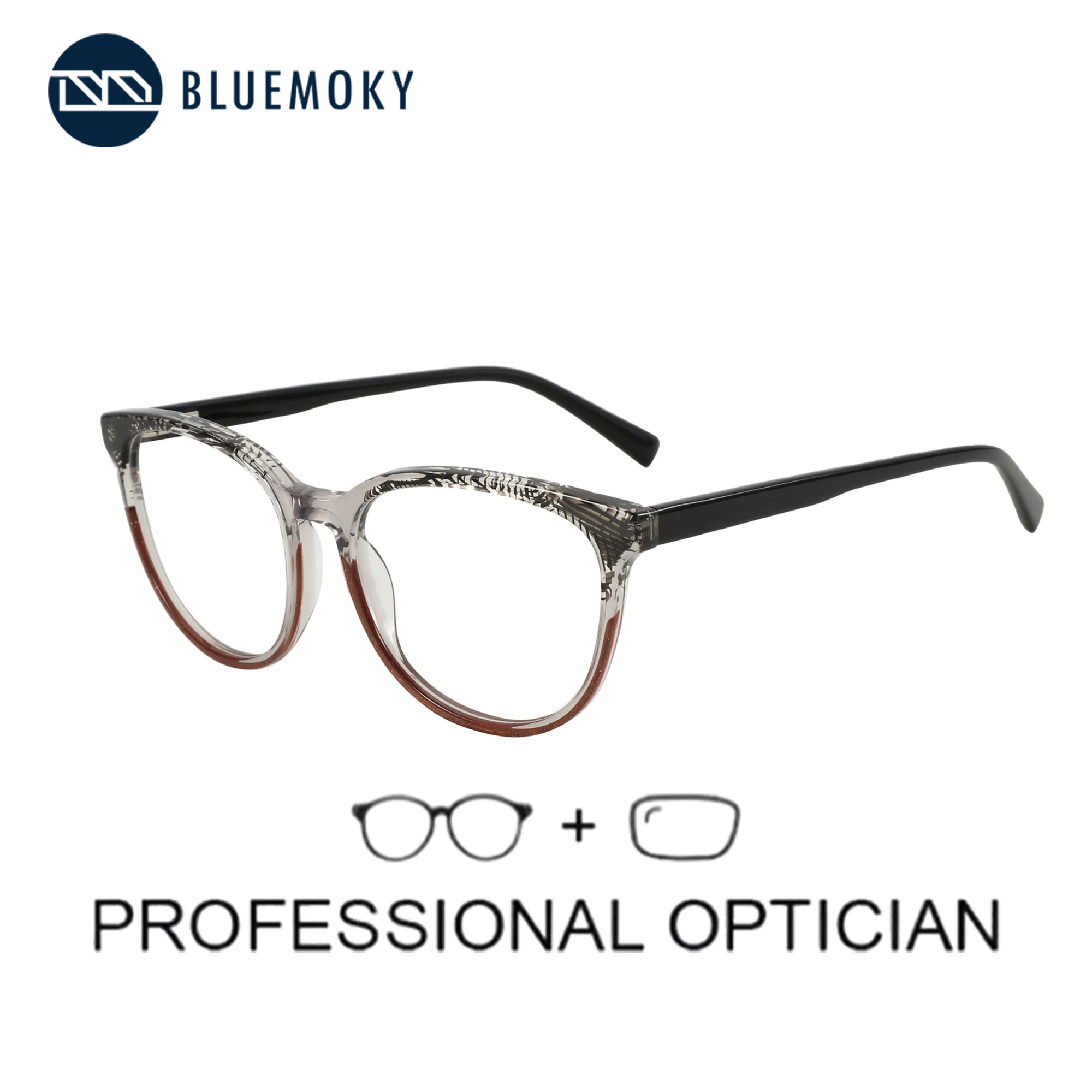 

BLUEMOKY Acetate Prescription Eyeglasses Women Retro Square Full Rim Glasses Myopia Hyperopia Progressive Anti-Blue Light