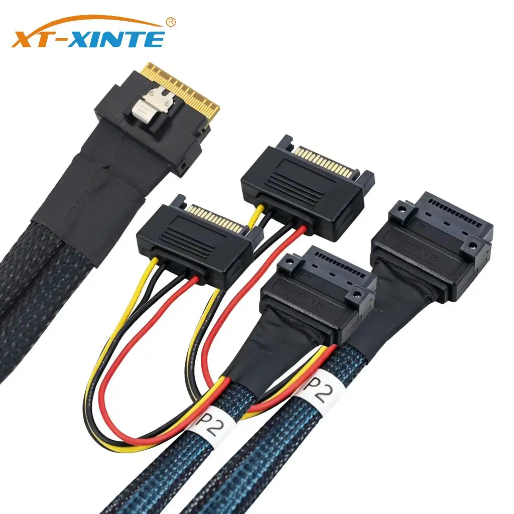 Slimline SFF‑8654 8i 8X To Dual GEN‑Z 1C Adapter Cable ABS Housing Screw‑Hole Positioning for Server HBA RAID Storage Connection