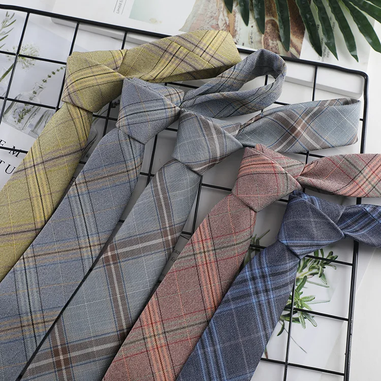 College Style Tie Harajuku Style Japanese Plaid Ties JK Uniform Student Narrow Version Cotton Necktie Cravat Apparel Accessories