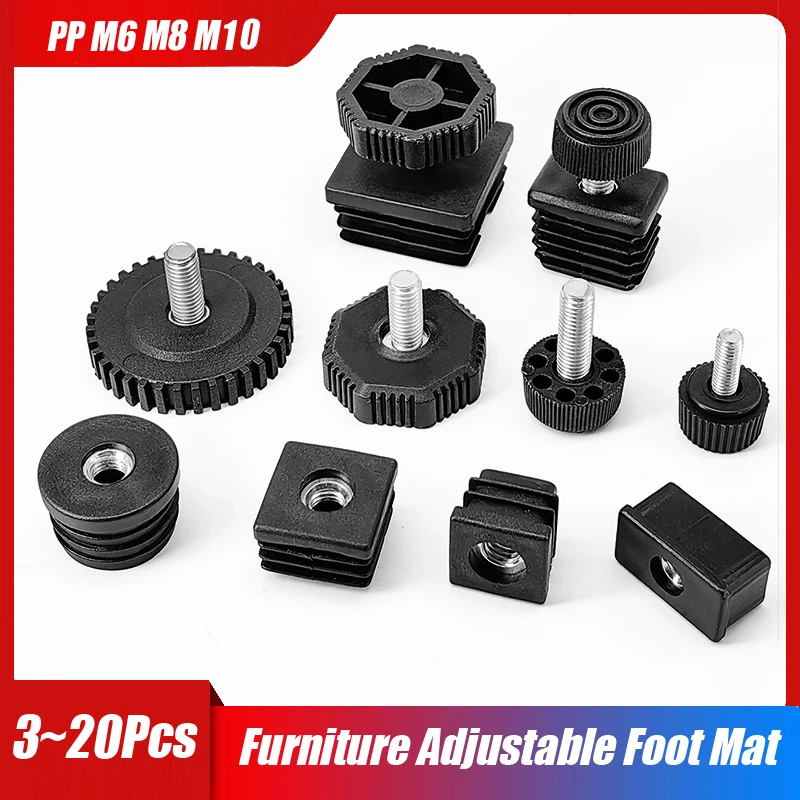

M6-M10 Leveling Foot Screw On Type PP Plastic Furniture Table Chair Sofa Leg Anti-slip Feet Adjustable Leveler Base Bolt Pad