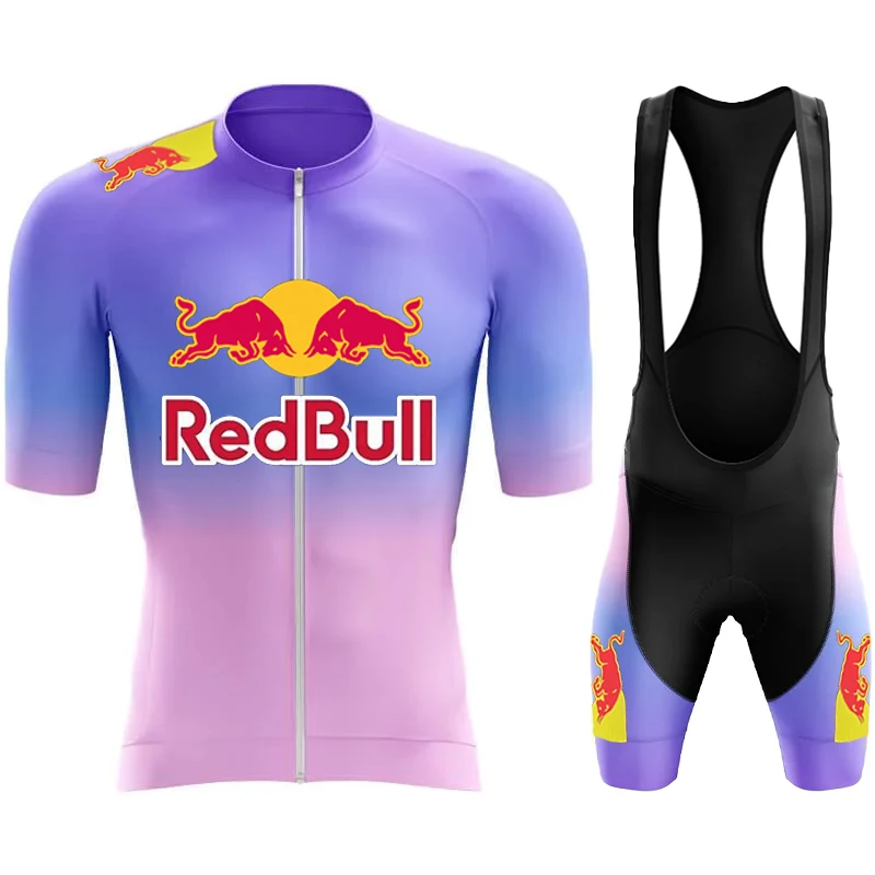 Red Bull Mountain Cycling Clothing Uniform Men's Shorts Professional Shirt Jersey 2024 Mtb Bike Summer Pants Man Sports Set Road