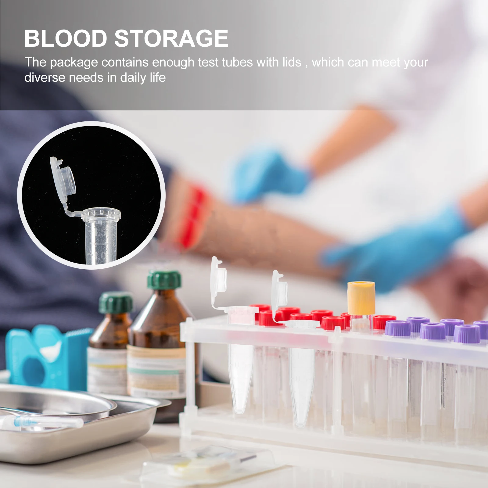 100 Stück Hämzytenz-Röhrchen, Blutanalyse, medizinische Versorgung, Hochgeschwindigkeits-PP-Reagenzglas, Laborausrüstung