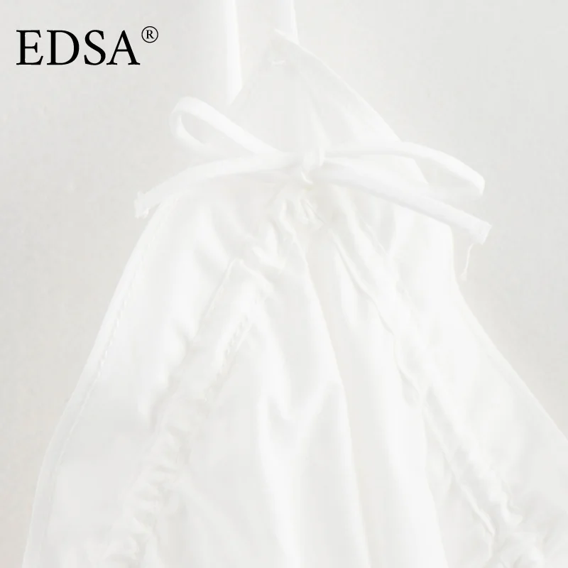 EDSA بلوزة نسائية صيفية جديدة بدون أكمام بفيونكة من قماش البوبلين ملابس الشارع سترة بدون أكمام قطع علوية قصيرة أنيقة للسيدات #4