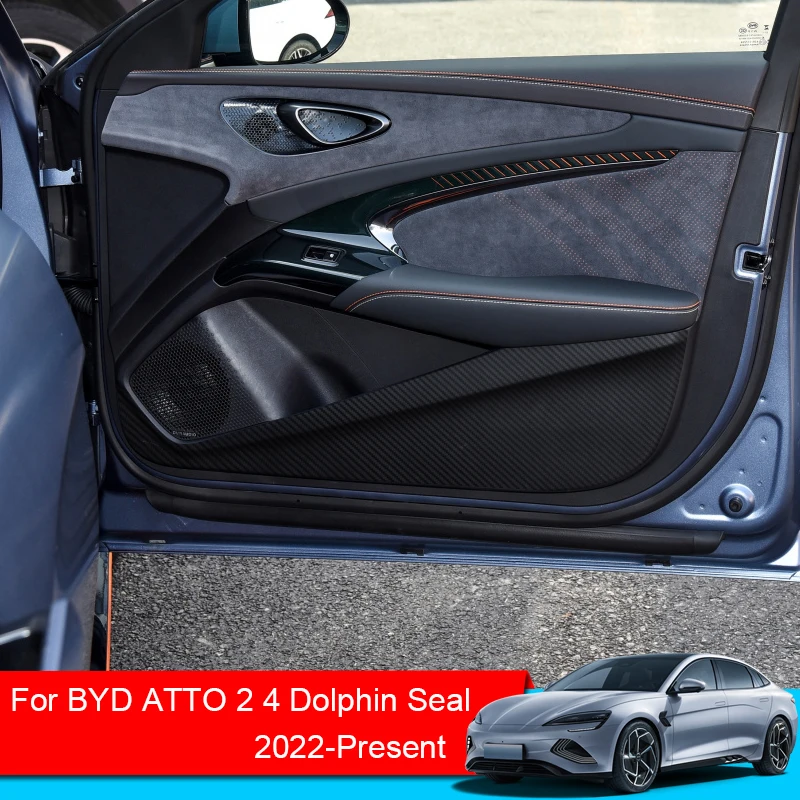 Car Door Anti Kick Pad For BYD ATTO 2 4 Dolphin Seal 2022-2025 Leather Protection Film Protector Sticker Carbon Trim Accessories