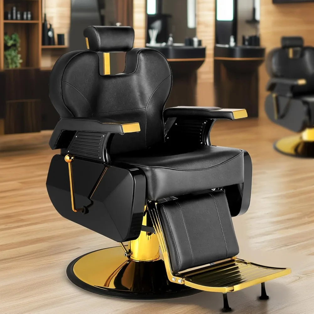 

Hydraulic Recline Barber Chair, Black All Purpose Salon Chairs for Hair Stylist Professional for Barbershop Stylist Tattoo Chair