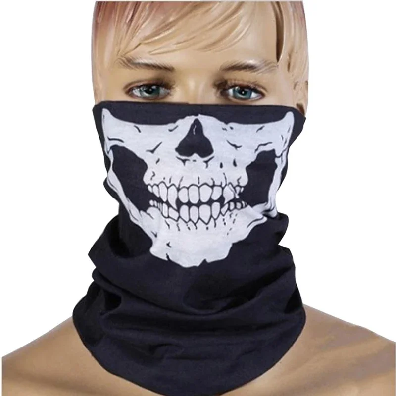 1pc Motorcycle Scarf Face Mask Shield Skull Ghost Face Riding Balaclava Outdoor Winter Warm Bike Head Face Mask Shield