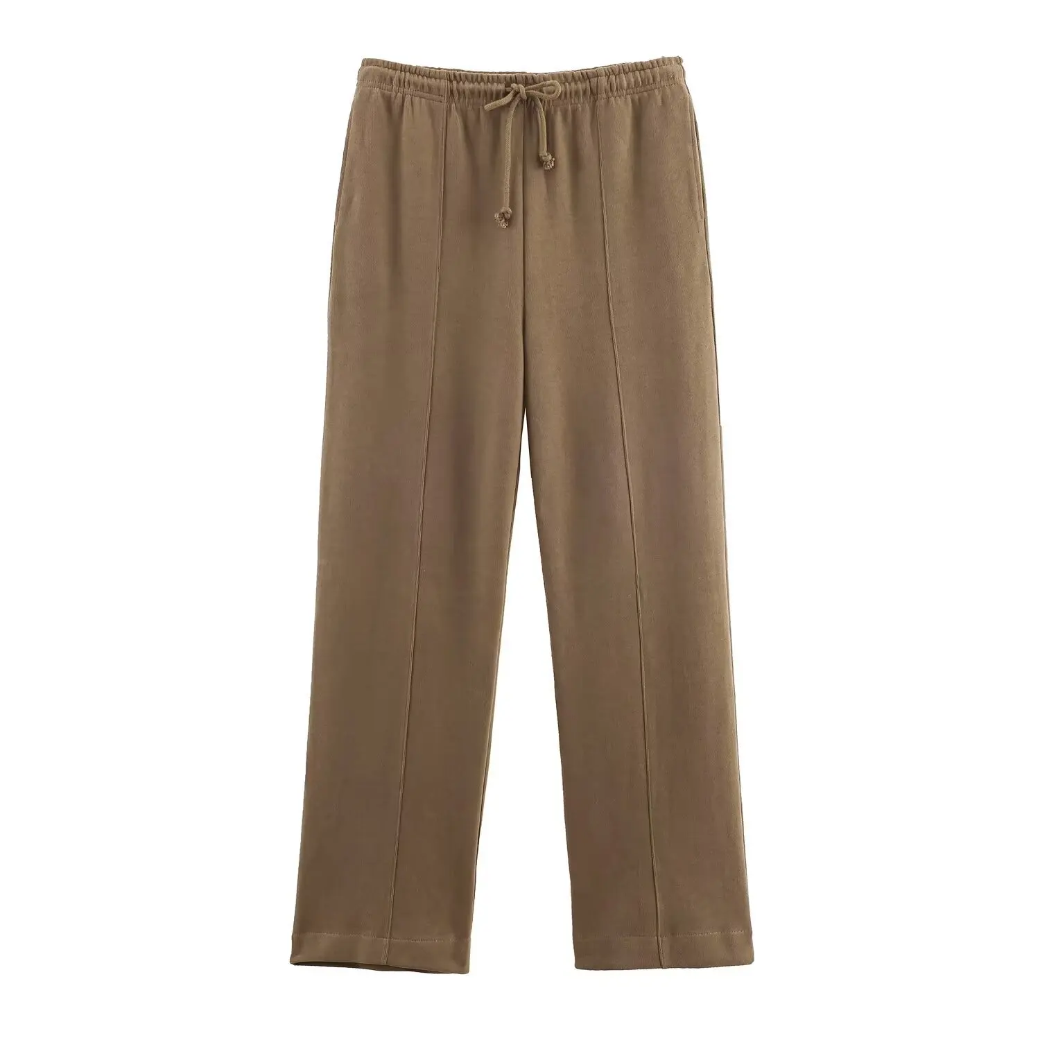 

Jenny&Dave Nordic Minimalist Khaki Vintage Loose Fitting Harem Pants With Drawstring Straight Pants Elegant Women's Pants,Woman