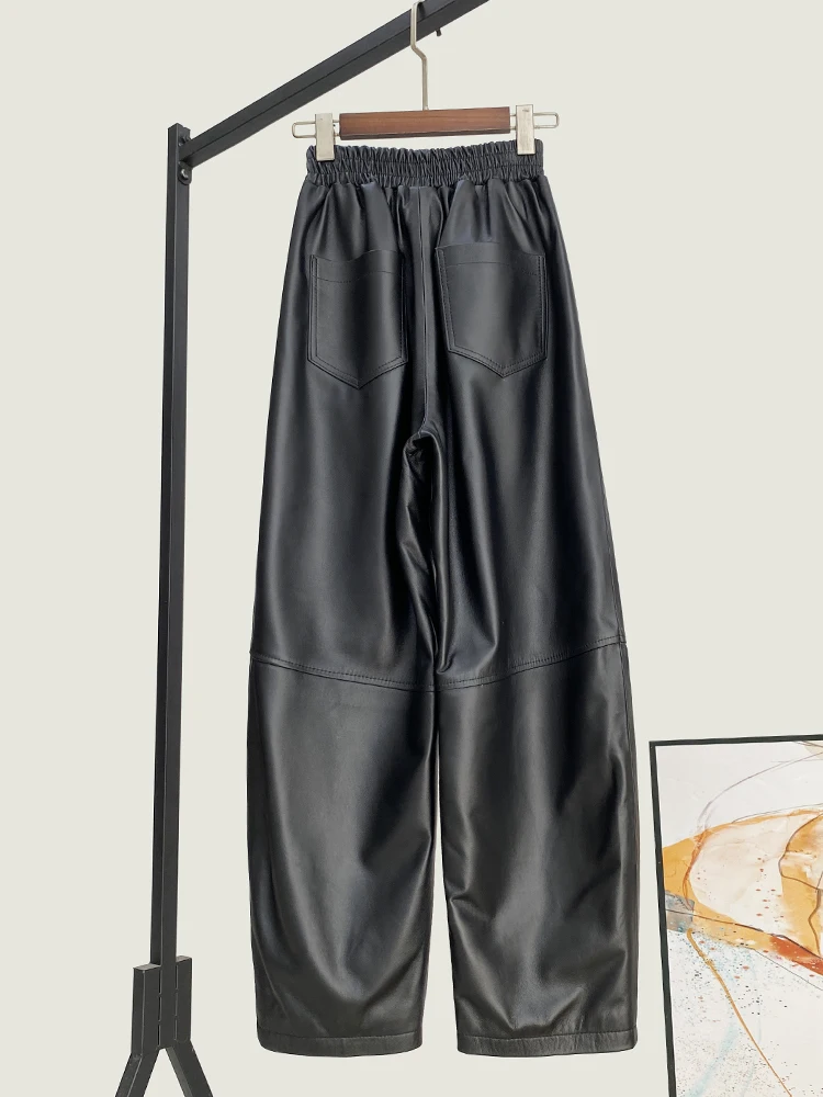 Fashionable All-Match Sheepskin Trousers Winter New High Quality Genuine Real Leather Pants Women's Loose Waist
