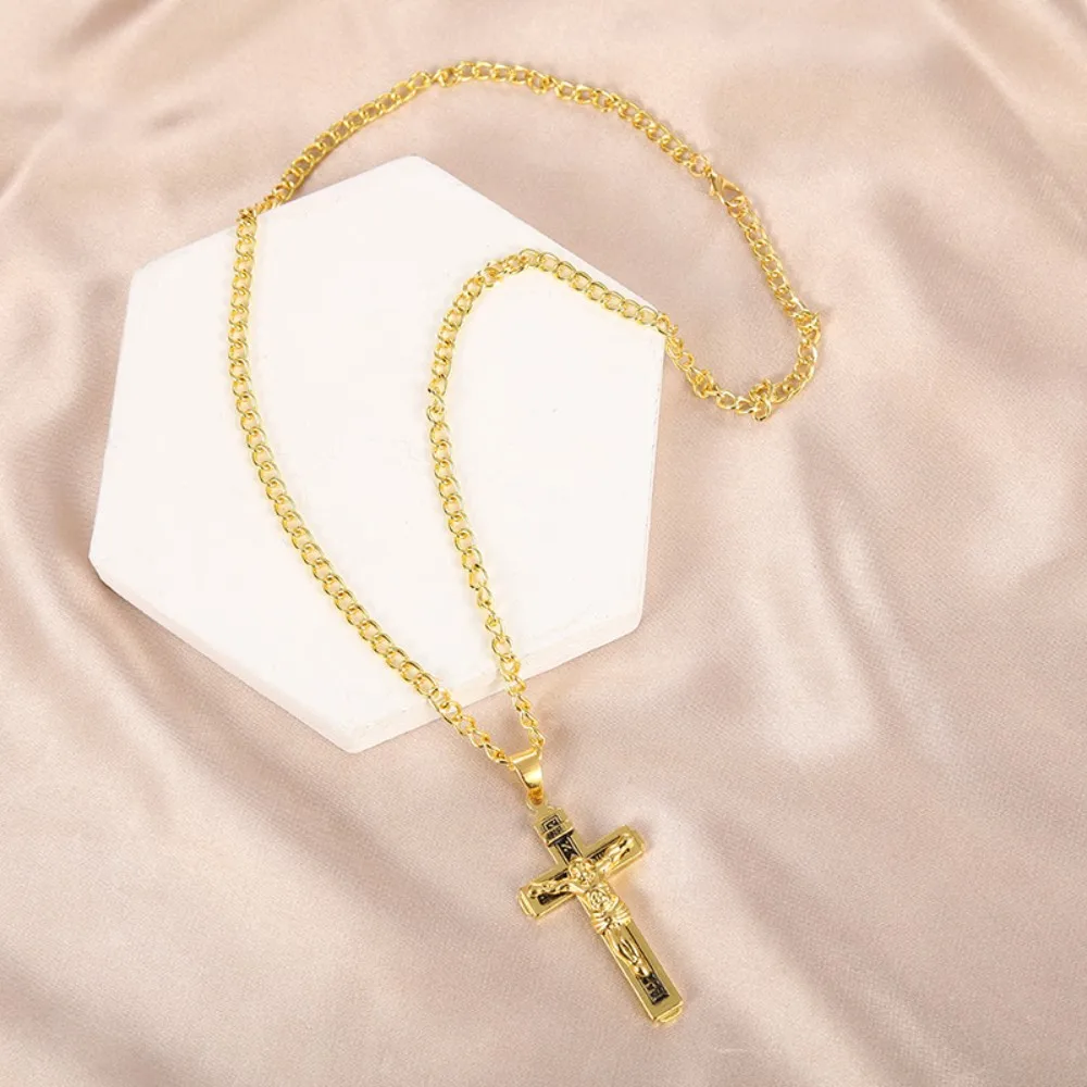 الهيب هوب شخصية الصليب الدينية قلادة قلادة للرجال سحر يسوع الصليب مجوهرات في سن المراهقة اكسسوارات هدية عيد ميلاد للرجال #4