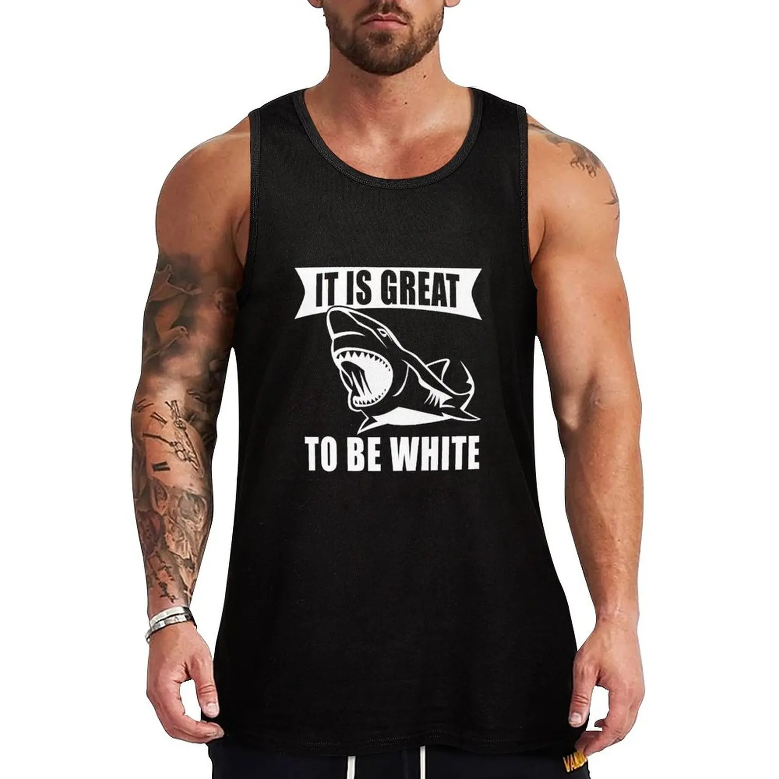 It's Great to be White T-Shirt Funny White Shark Tank Top Ultra Soft Tank Top Comfort Breathable Sleeveless