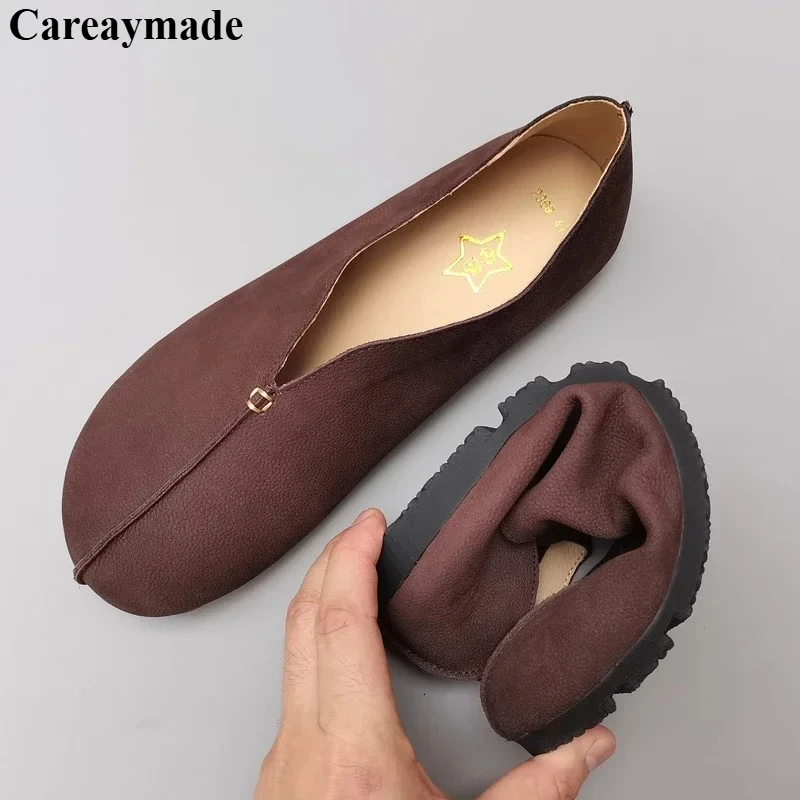 

Careaymade-Genuine leather large size Women's single shoes soft sole soft leather comfortable handmade men's Couple Shoes35-45