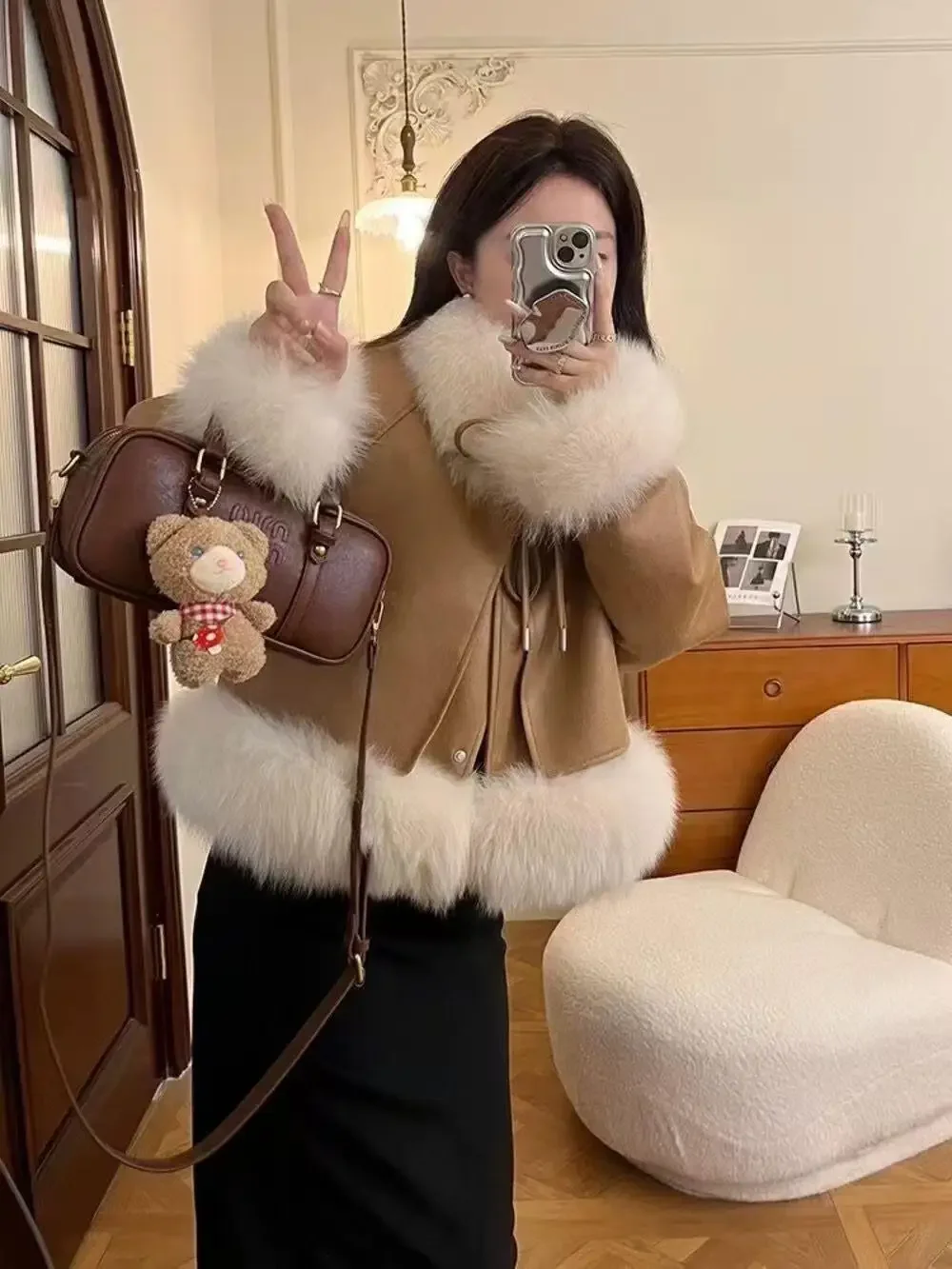 Fox Fur Coat Women's 2024 Winter New Leather Down Fur Integrated White Duck Down Jacket