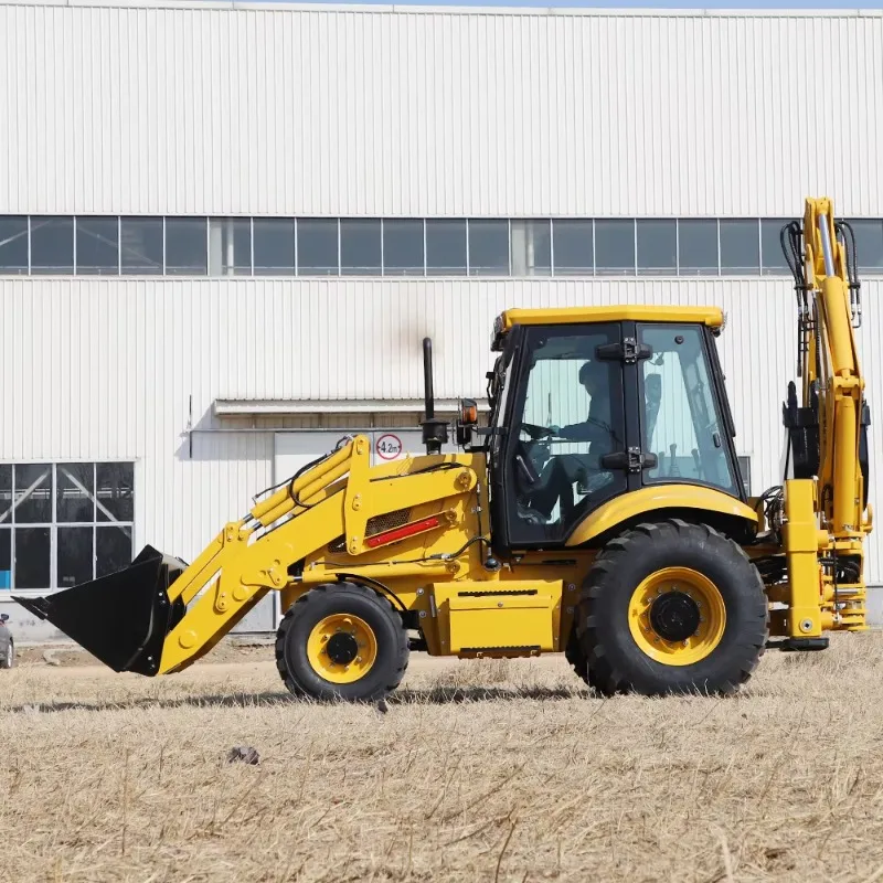 For Earthmoving Work Backhoe Loader 4WD Digger Tractor 1 Ton with Front Bucket Rear Digger for Small Farm Construction