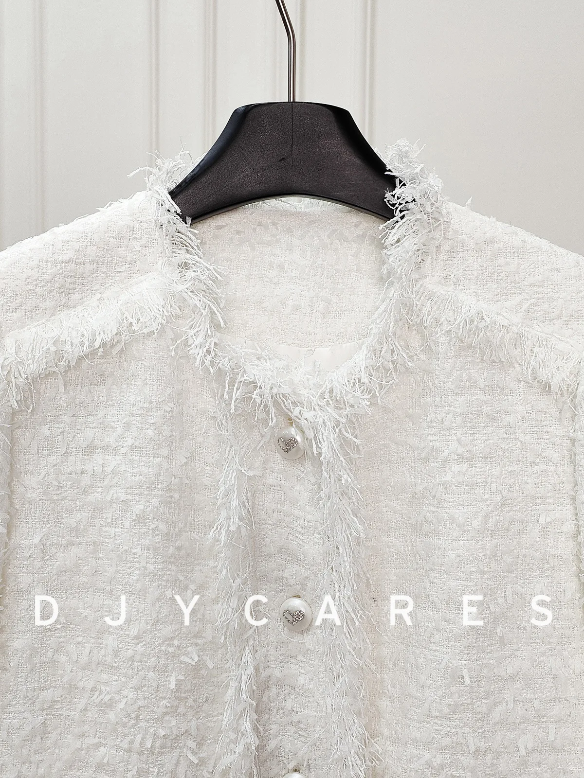 New Coarse tweed white socialite jacket versatile and comfortable top big  size