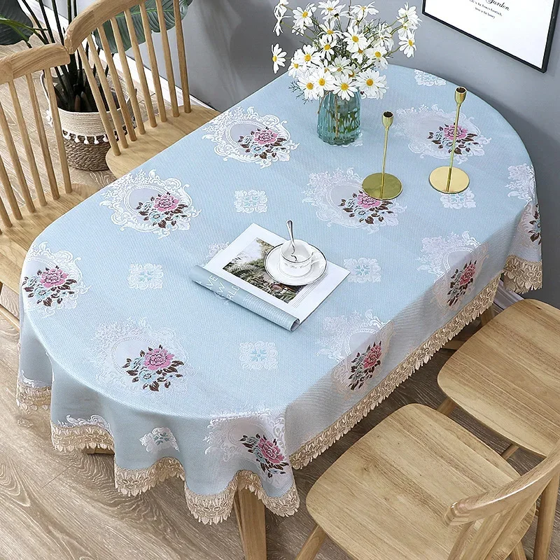 

New European style embroidered tablecloth, oval tabletop cover, living room tablecloth, rectangular coffee table tablecloth