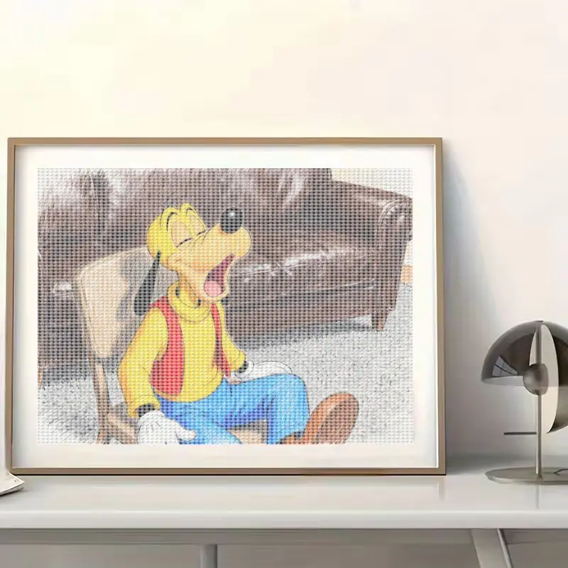 1 szt. Zestaw do samodzielnego wykonania obrazu diamentowego 5D, uroczy Disney Goofy rozwierający pysk, postać z kreskówki, duży zestaw kryształowych diamentów, 40x50 cm, duży rozmiar