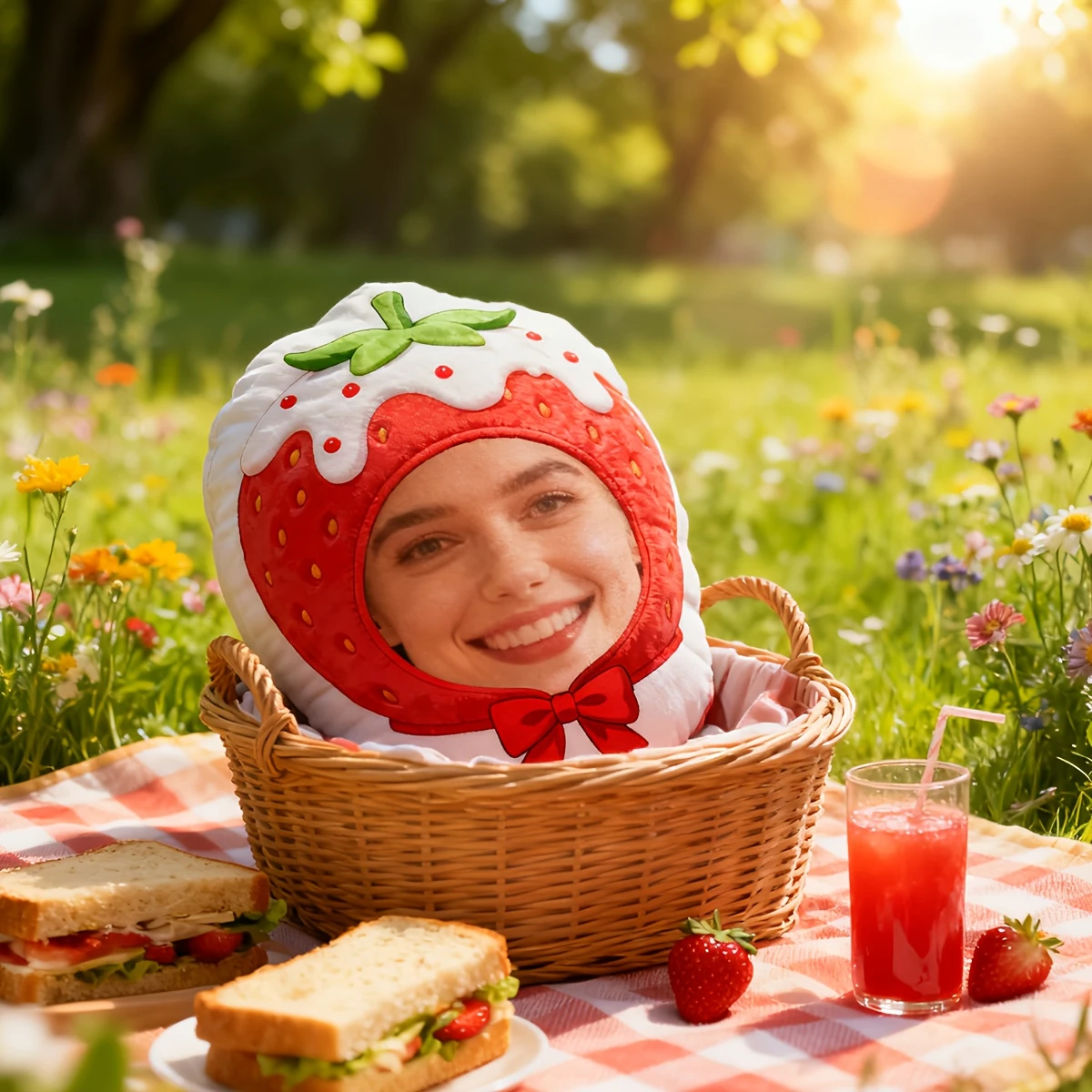 A Themed Photo Pillow, Upload a Picture, Strawberries, Suitable for Father'S Day, Mother'S Day, Halloween, Christmas, Christmas