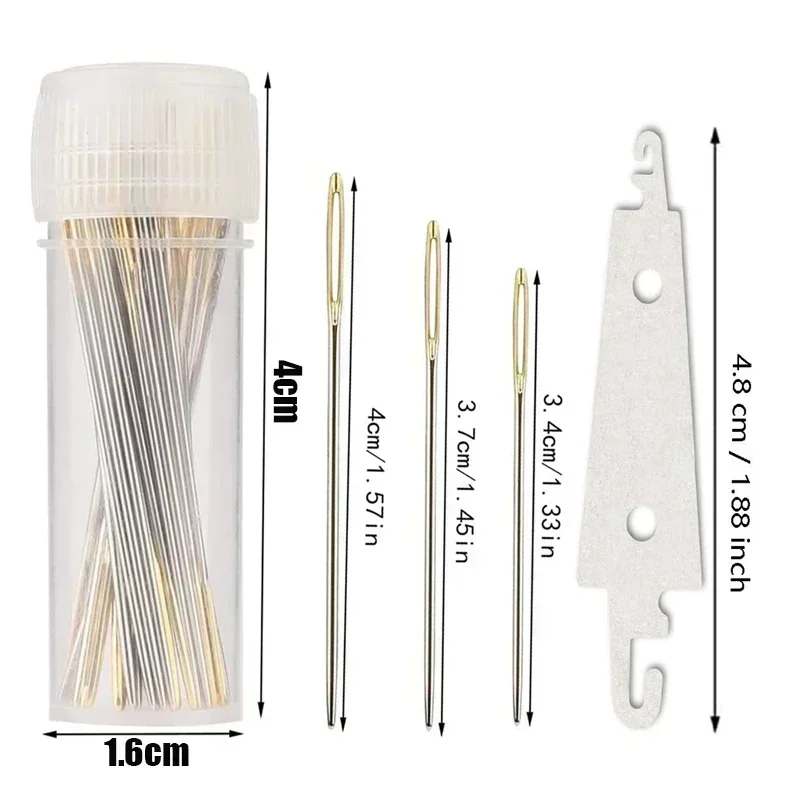 Large Eye Cross Stitches Needles with Threader DIY Stitch Embroidery Needlework Threading Needle Hand Sewing Tools Sewing Needle