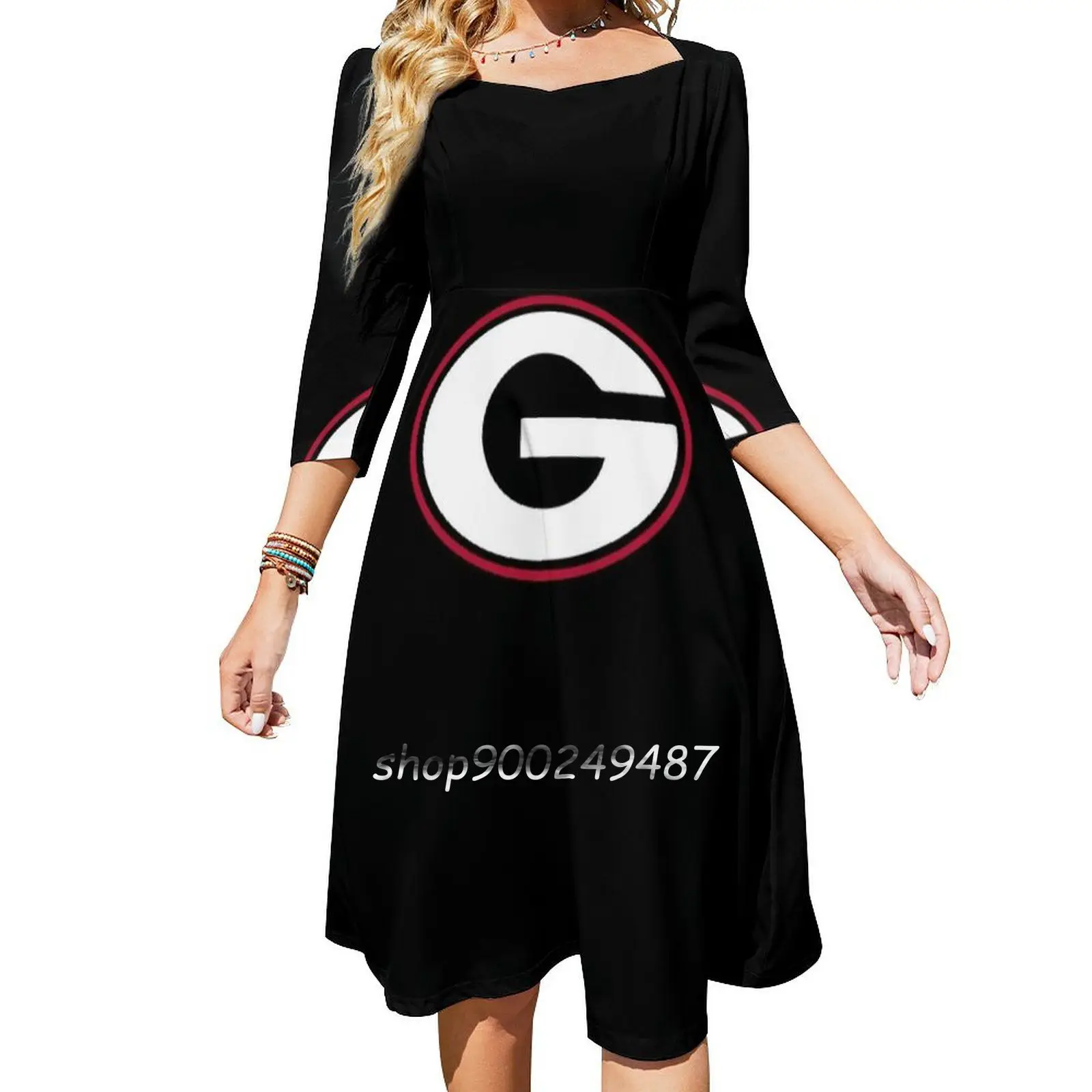 Uga Bulldogs. Sweetheart Knot Flared Dress Fashion Design Large Size Loose Dress Uga Georgia Bulldogs University Of Georgia