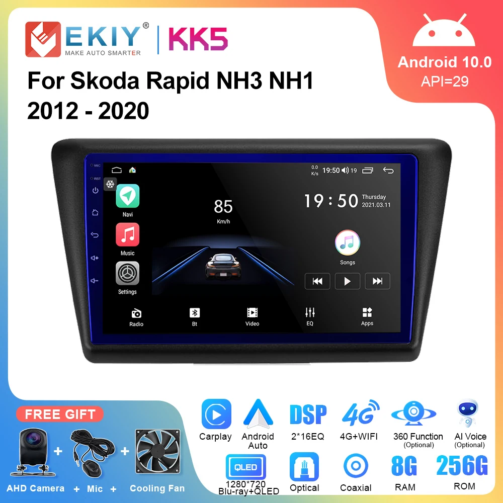 

EKIY KK5 Car Radio 2 Din Android Auto For Skoda Rapid NH3 NH1 2012-2020 Multimedia Player Stereo Receiver GPS Navigation Carplay