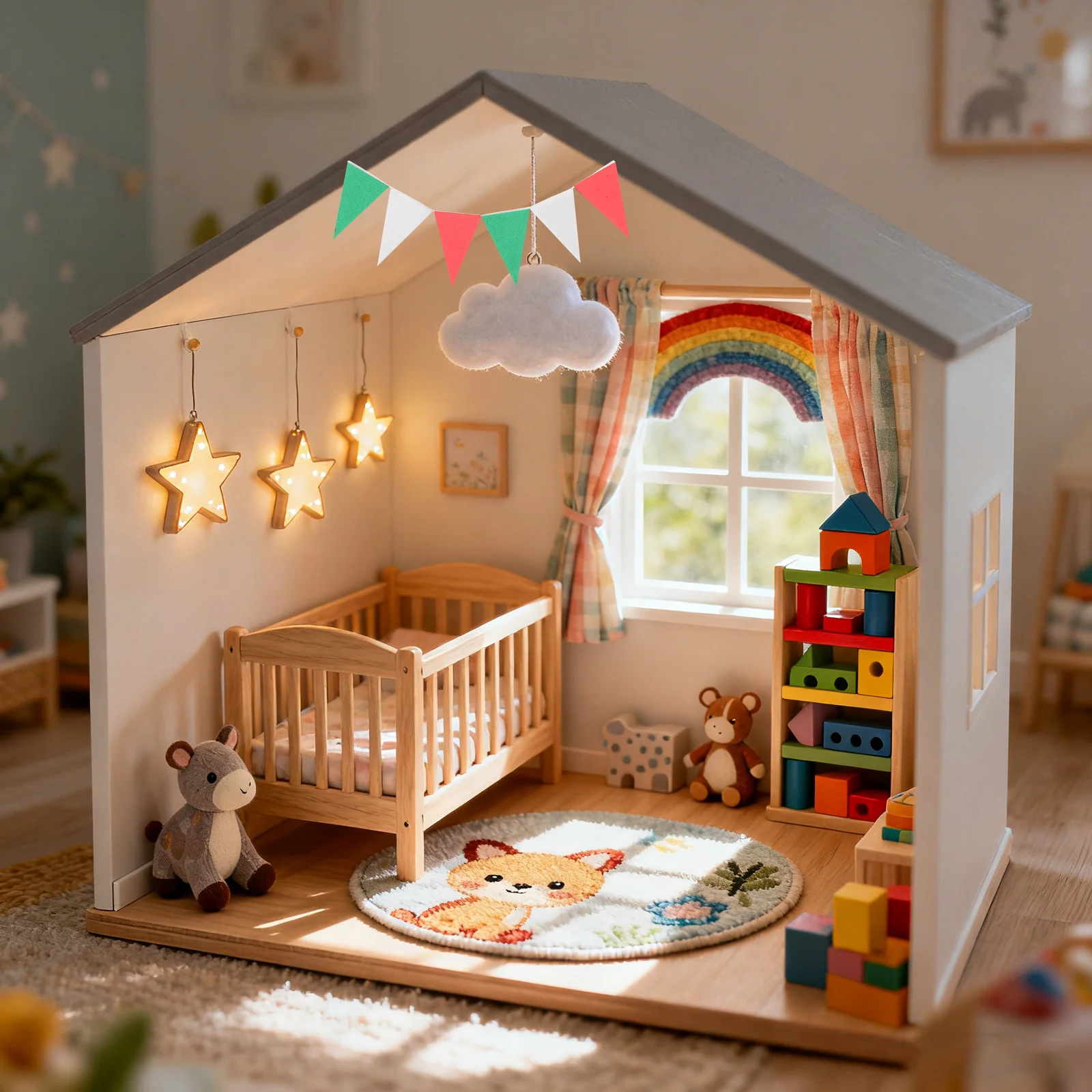 

10pcs Miniature Dollhouse Decor Multicolor Pennant Flags Eva Garland For Diy Party Carnival Decoration Tiny Christmas Banner