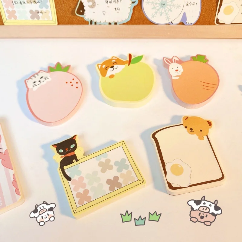 65 Sheet Cute Memo Pad Bookmark Marker Cartoon Animals Memo Sticker Sticky Note School Office Message Paper Stationery Supplies