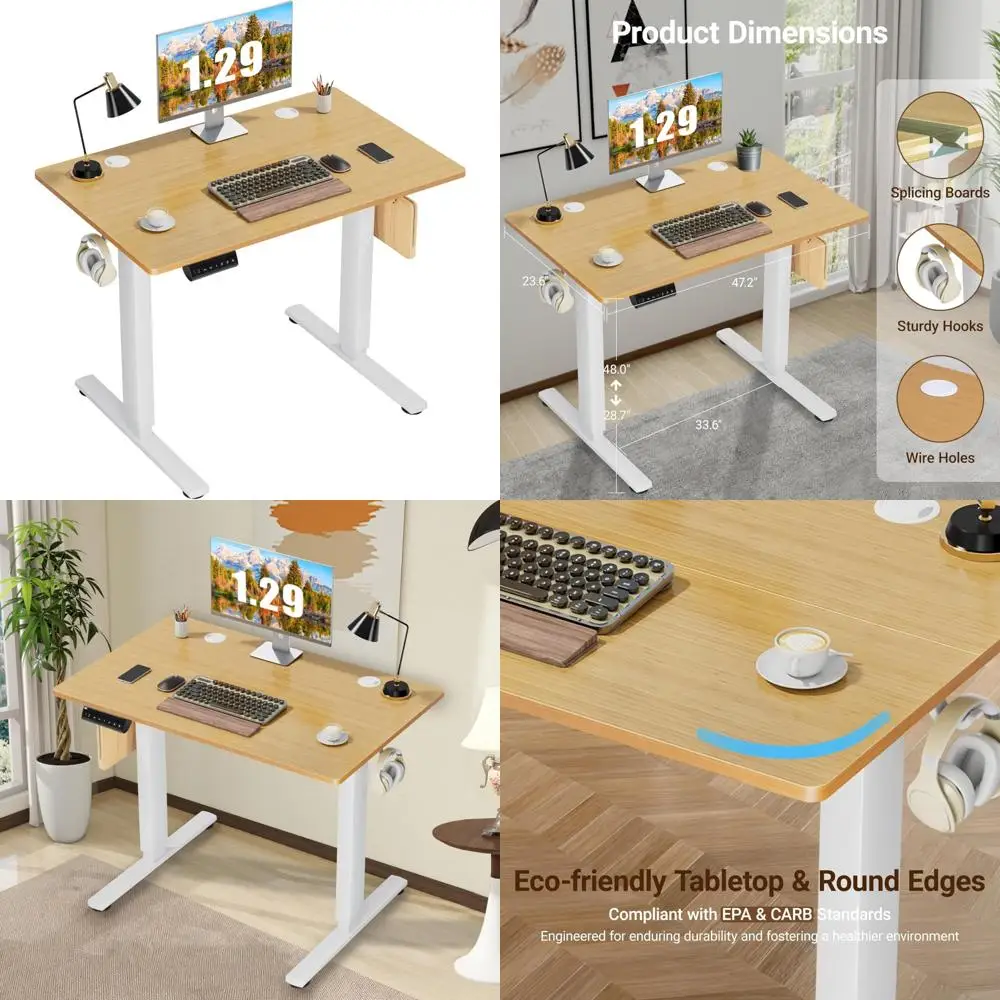 

Adjustable Height Desk 40x24 - Splice Board, Sit-Stand Desk for Home Office Computer Table