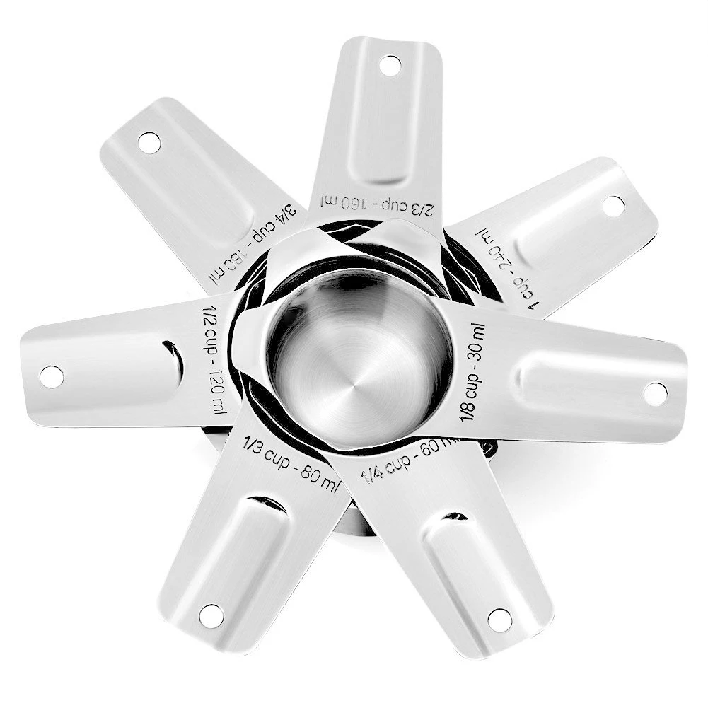 

HHO-2 Set Stainless Steel Stackable Measuring Spoons For Dry And Liquid Ingredients Etched Marked, 1 Set With Detachable Ring Ho