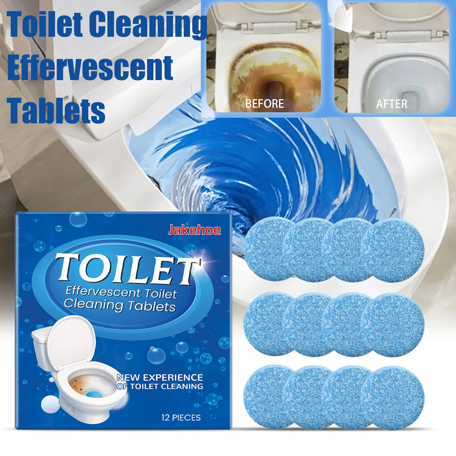 Toilet Cleaning Effervescent Tablets Deep Clean Stubborn Stains Urine Stains Deodorizer Removes Odors & Yellowing No Residue