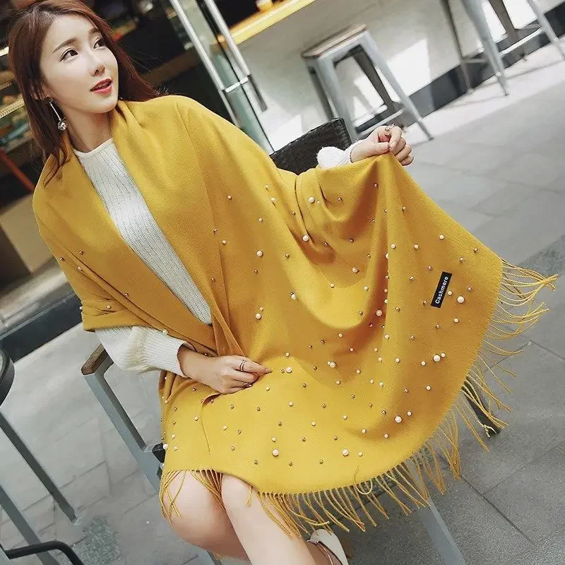 

2024 New Spring and Summer Long Shawl Fashion Female Long Rivets Solid Summer Thin Silk Cotton Scarf with Tassel Wraps L47