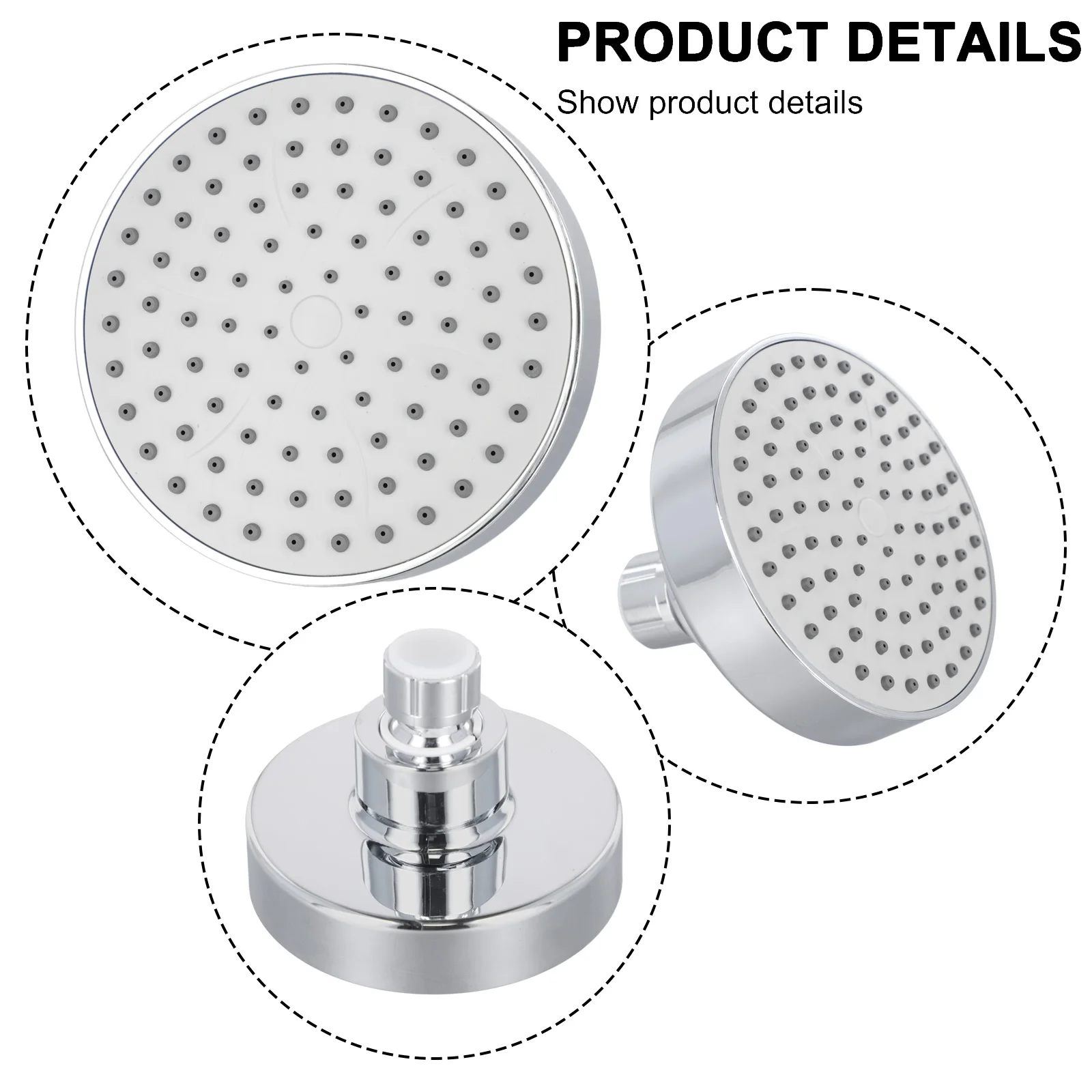 Adjustable Rainfall Shower Head 4 Inch Thickened High Pressure With Rubber Jets Shower Head Sprayer Bathroom Fixture Faucet