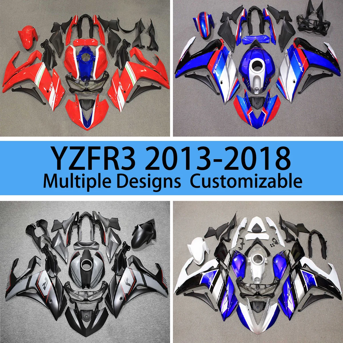 

Комплект обтекателей YZFR3 2013 2014 2015 2016 2017 2018, комплект обтекателей для мотоциклов послепродажного обслуживания для YAMAHA YZF R3 13-18