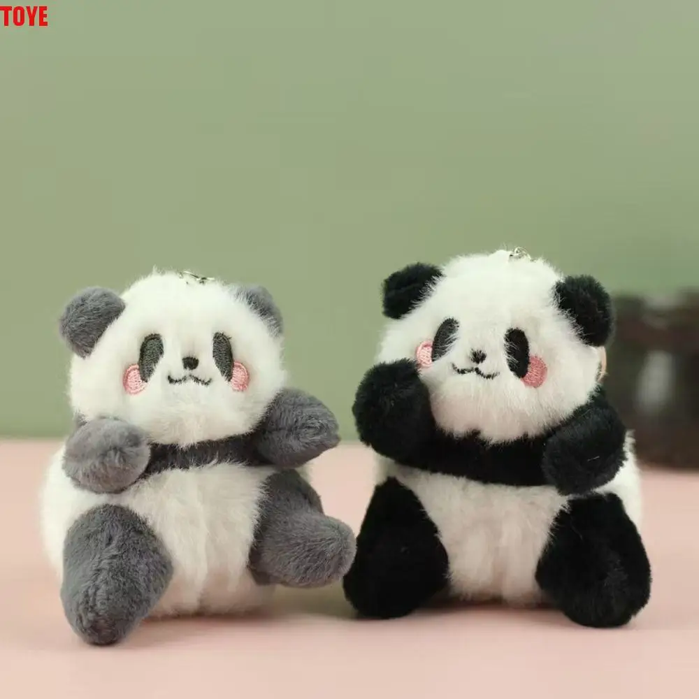 

Sitting Panda Furry KeyChain Stuffed Animals Exquisite Small Panda Plush Doll Cute Soft Happy Panda Keyrings Bag Charm