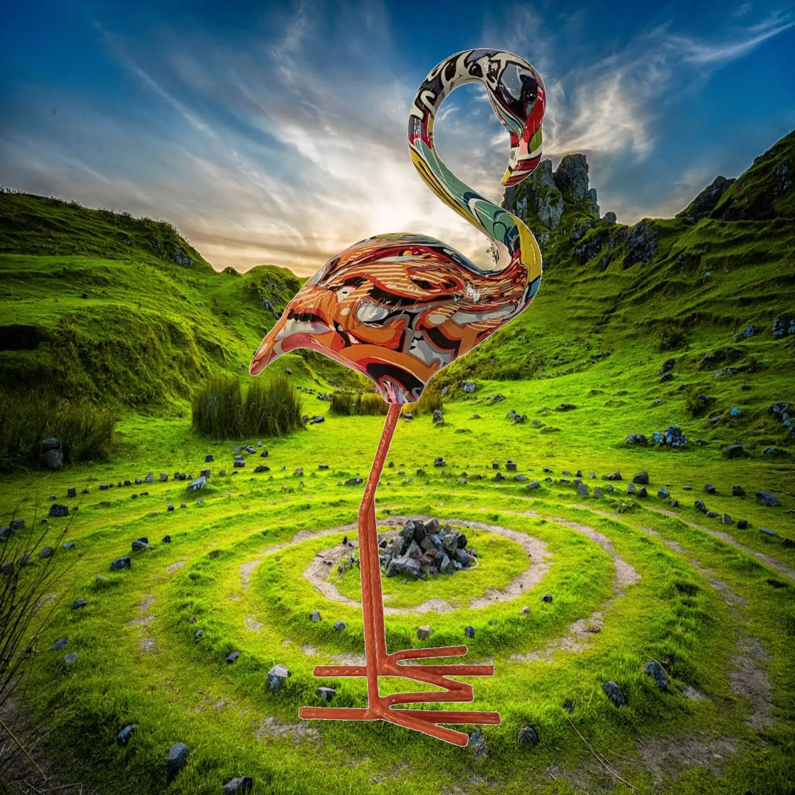 Flamingo Garden Statue Resin Figurines Birds Sculptures Home Modern Art for Sidewalks Weddings Housewarming Pond Flowerbed