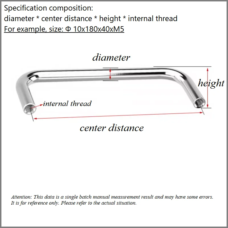 Stainless Steel U Shape Pull Handle Internal Thread Cabinet Drawer Knobs With Screws Kitchen Furniture Hardware