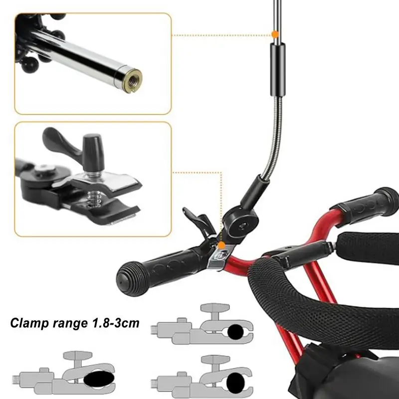 Clip On Chair Umbrella Clamp-On 360 Adjustable Stroller Sun Shade Pushchair Sun Parasol UPF 50 Chair Umbrella Clip-on For