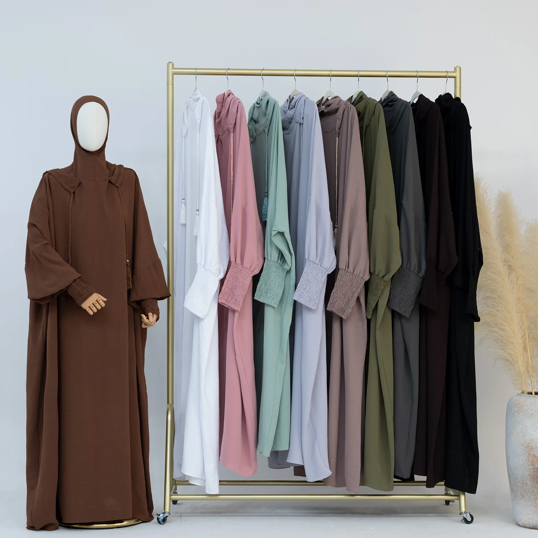 Modest Hooded Abaya Muslim Women Eid Dress 2024 Dubai Arab Turkey Malay Arabisch Umrah Abayas With Hijab Female LR663