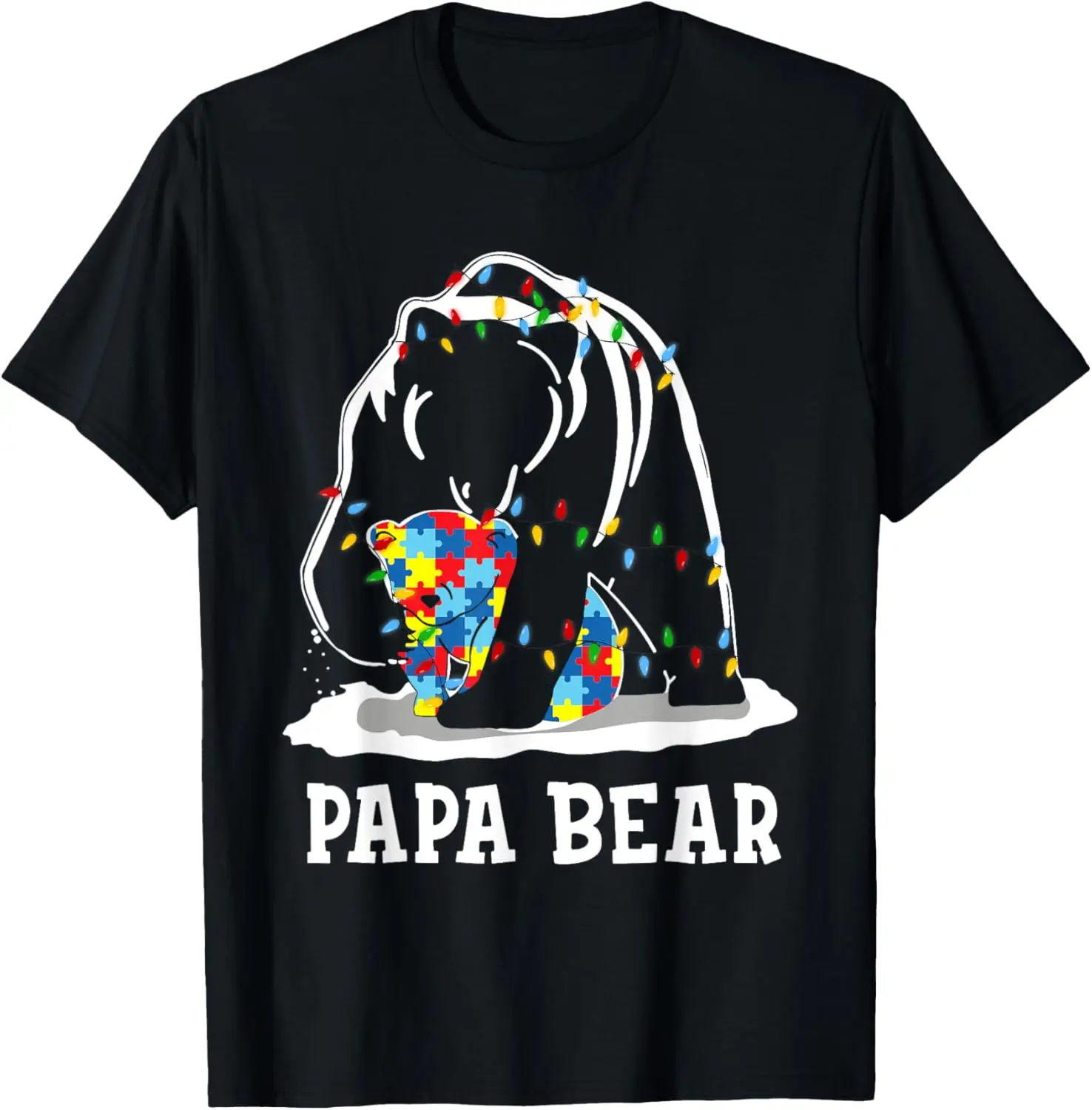 Funny Papa Bear Autism Awareness Autism Matching Family Dad T-Shirt