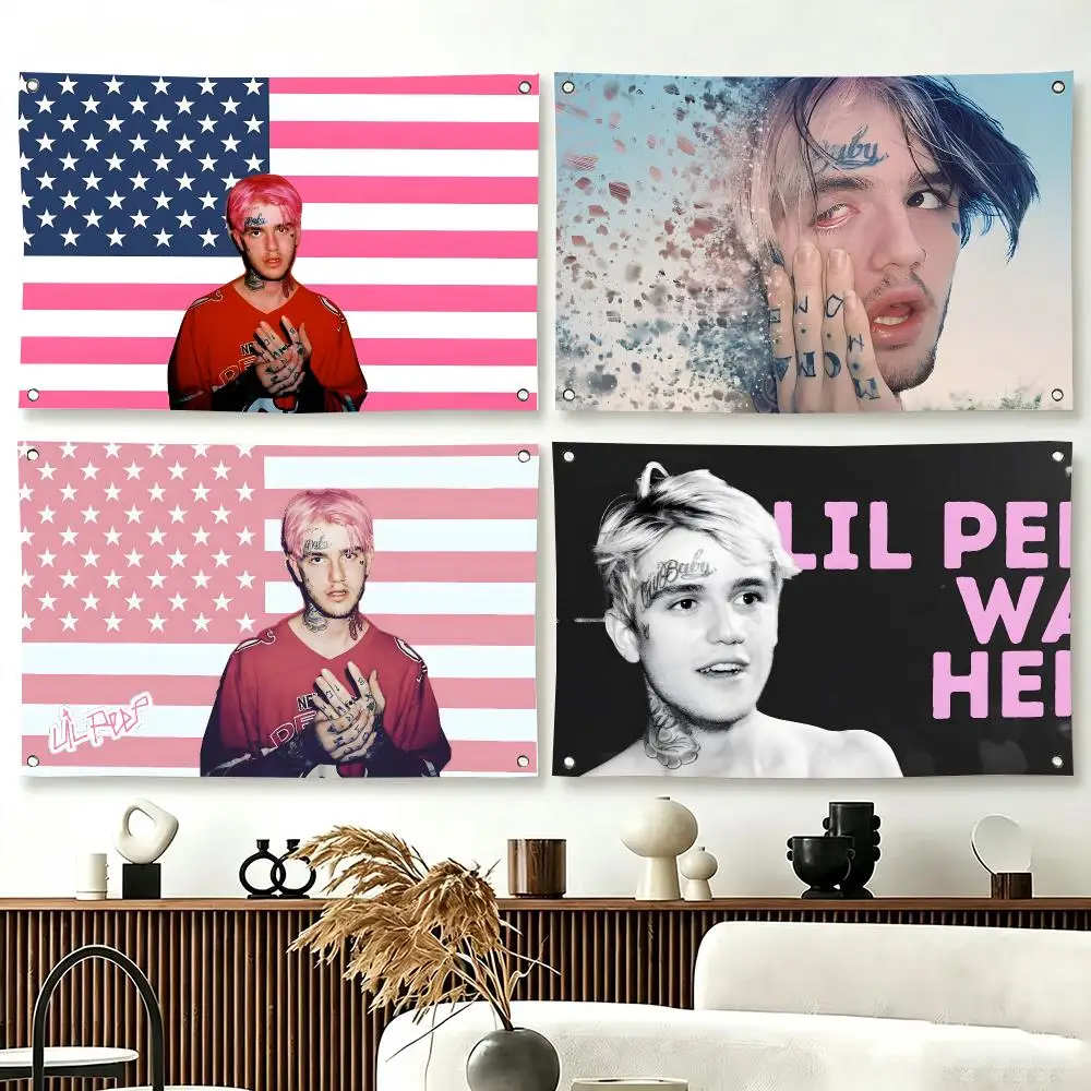 Emo Rap Lil Peep Flags  For Living Room Home Dorm Decor Wall Outdoor Camping Party Banner Gifts