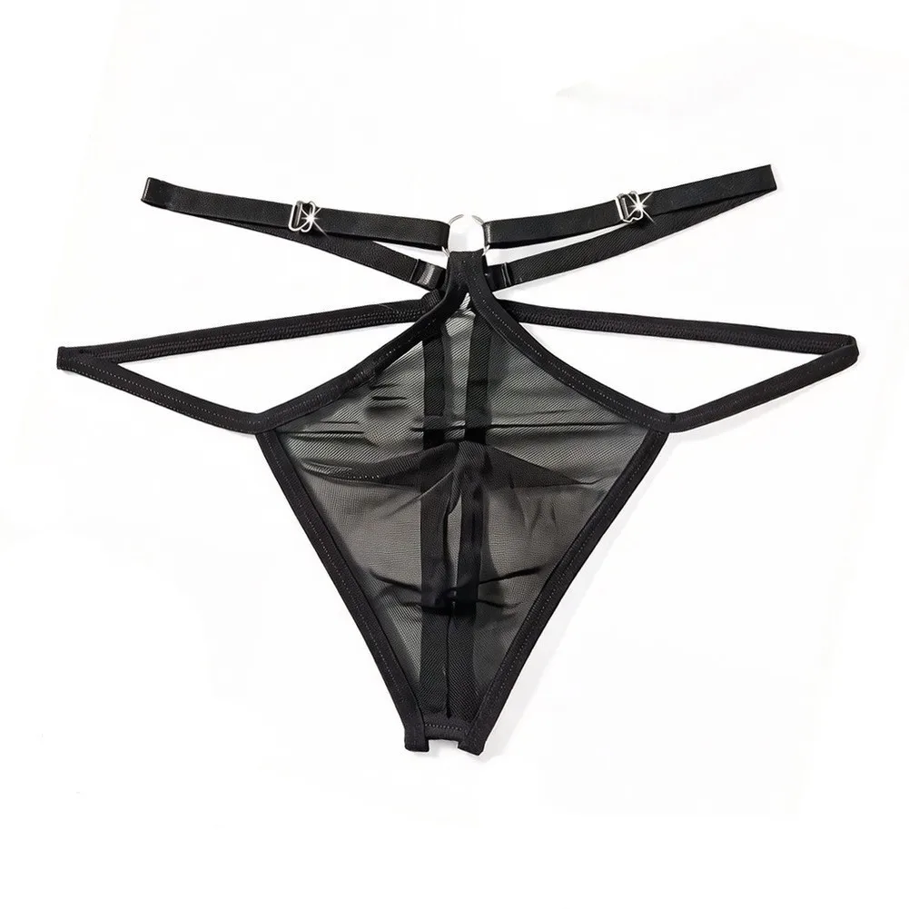 Male Underwear Hollow Out Thong Low Waist T-back Breathable Mesh Briefs Panties Thin Strip Traceless T-back Panties Lingerie