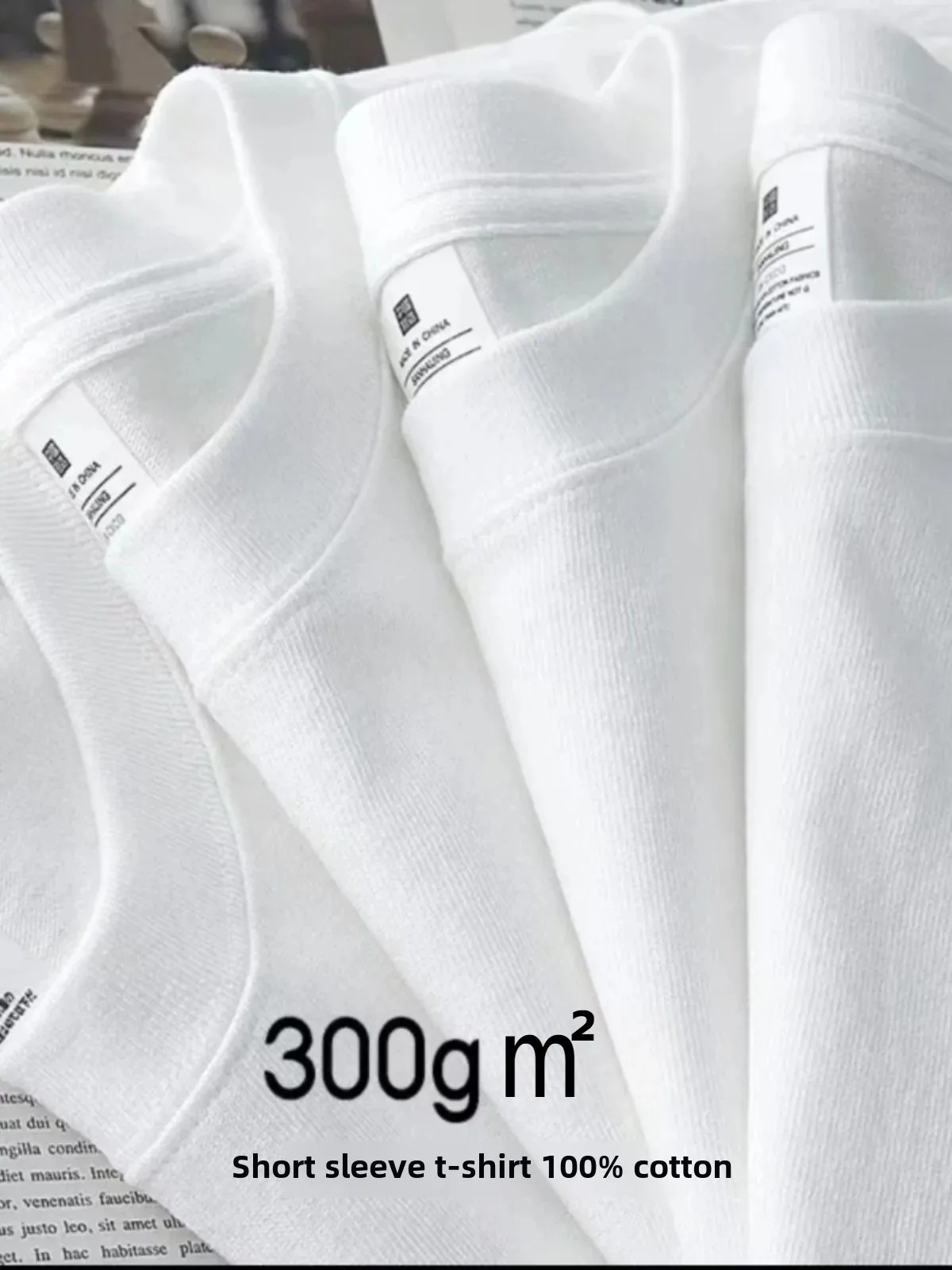 300G Heavy Weight American Pure Cotton Short Sleeve T-Shirt Couple Pure Color Tops Casual Plus Size Bottoming Shirt Men's and...